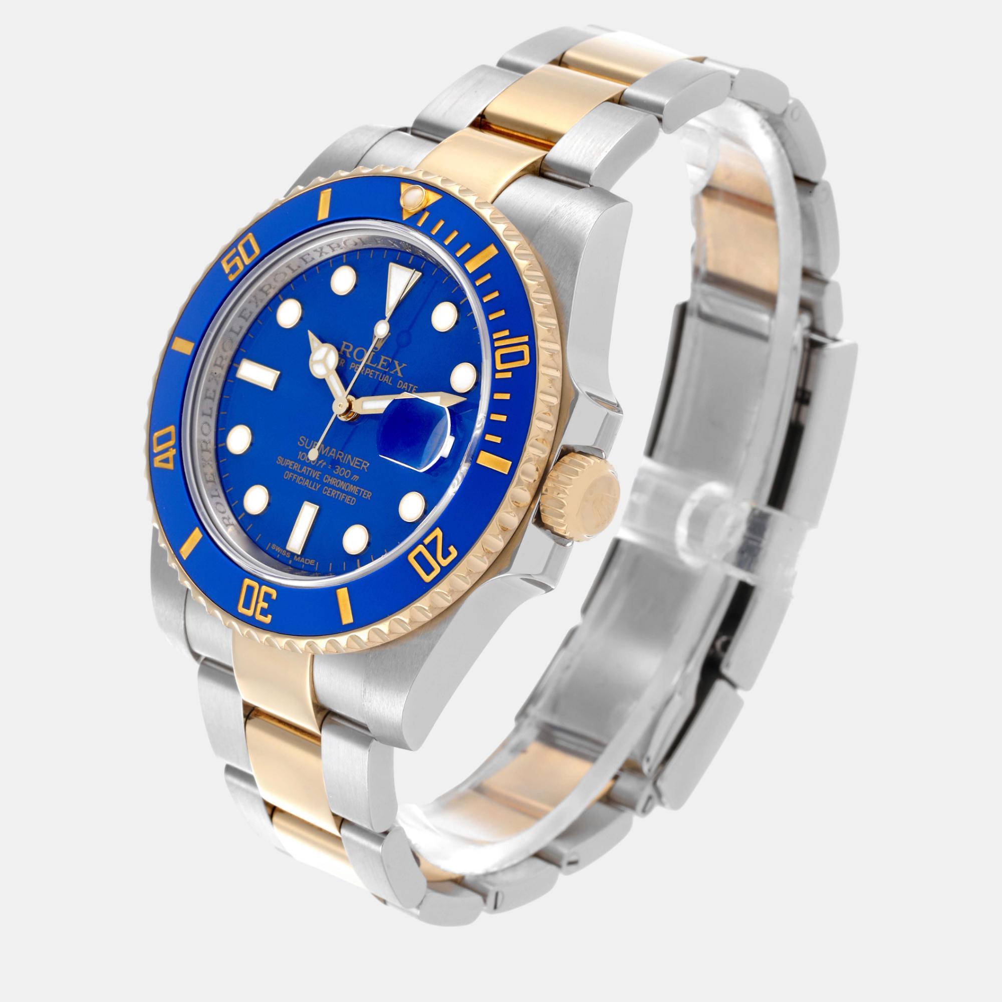 Rolex Submariner Steel Yellow Gold Blue Dial Men's Watch 116613 40 Mm