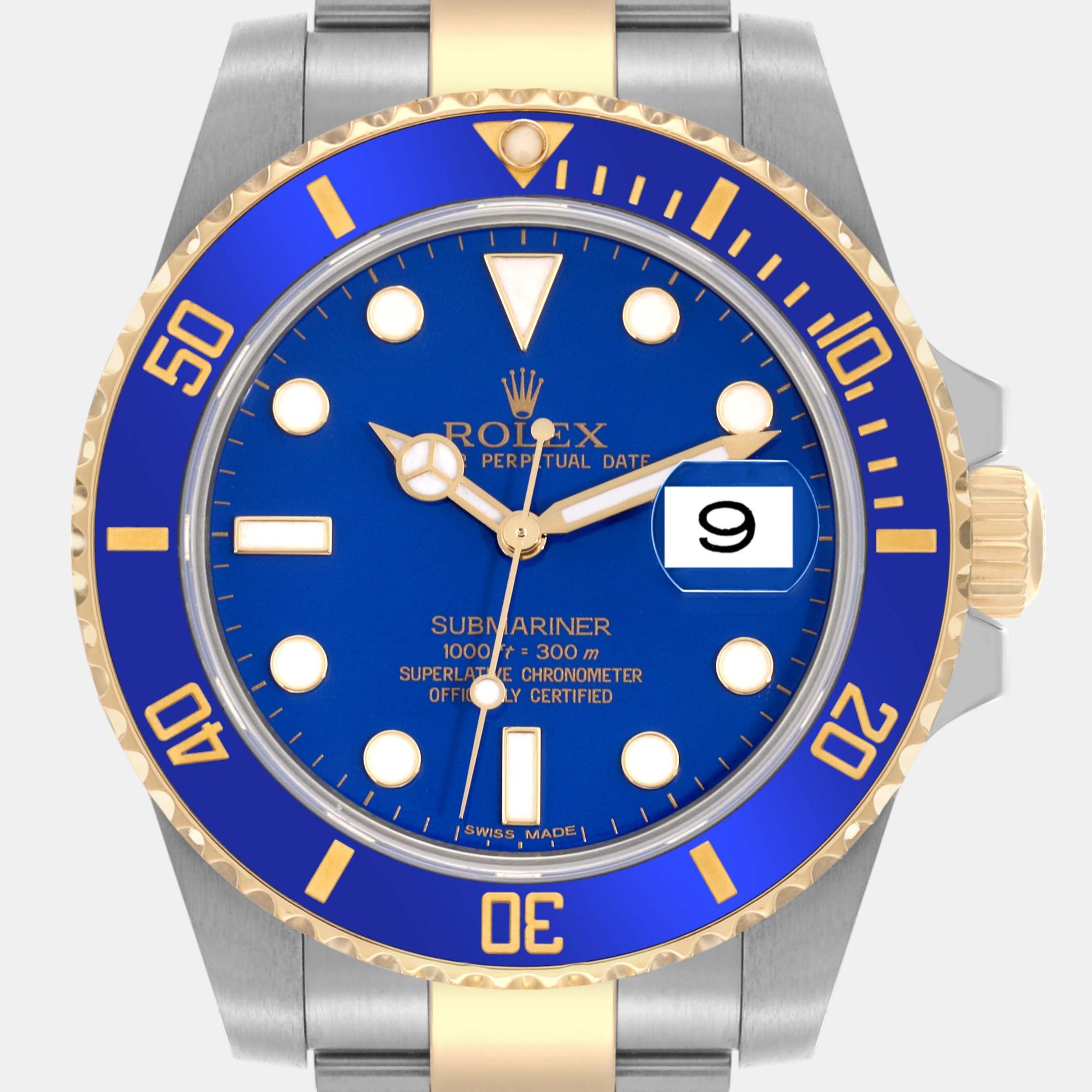 Rolex Submariner Steel Yellow Gold Blue Dial Men's Watch 116613 40 Mm