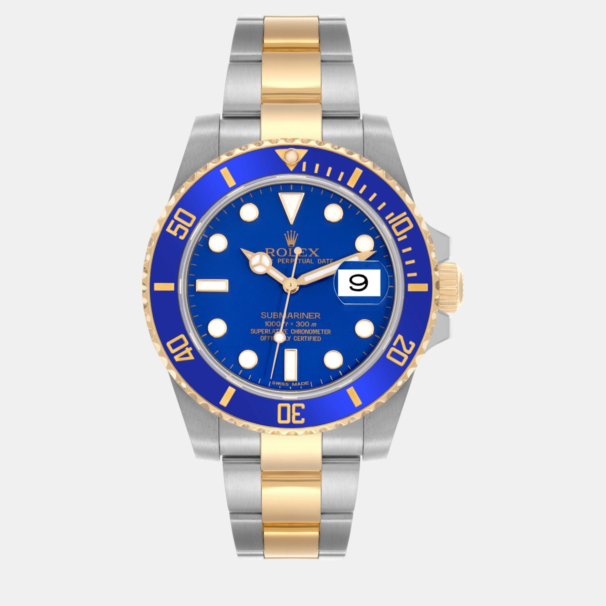 Rolex Submariner Steel Yellow Gold Blue Dial Men's Watch 116613 40 Mm