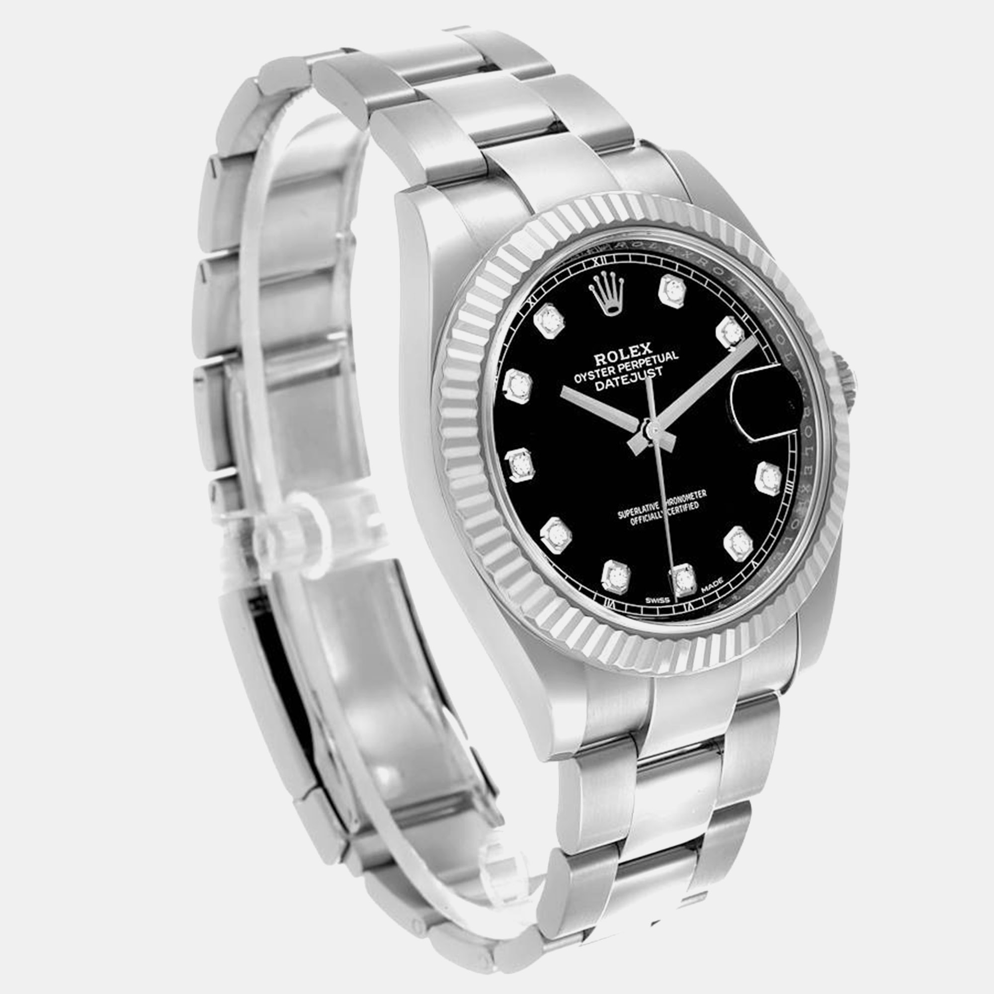 Rolex Datejust Steel White Gold Diamond Dial Men's Watch 41.0 Mm