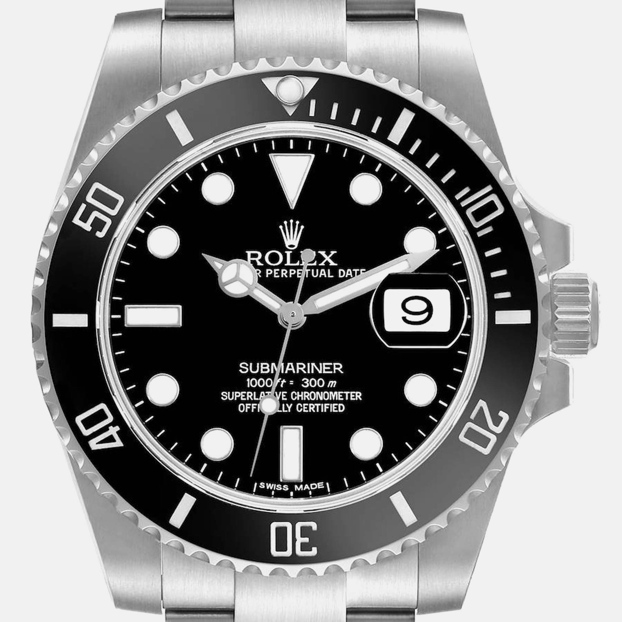 Rolex Submariner Date Black Dial Steel Mens Watch 116610