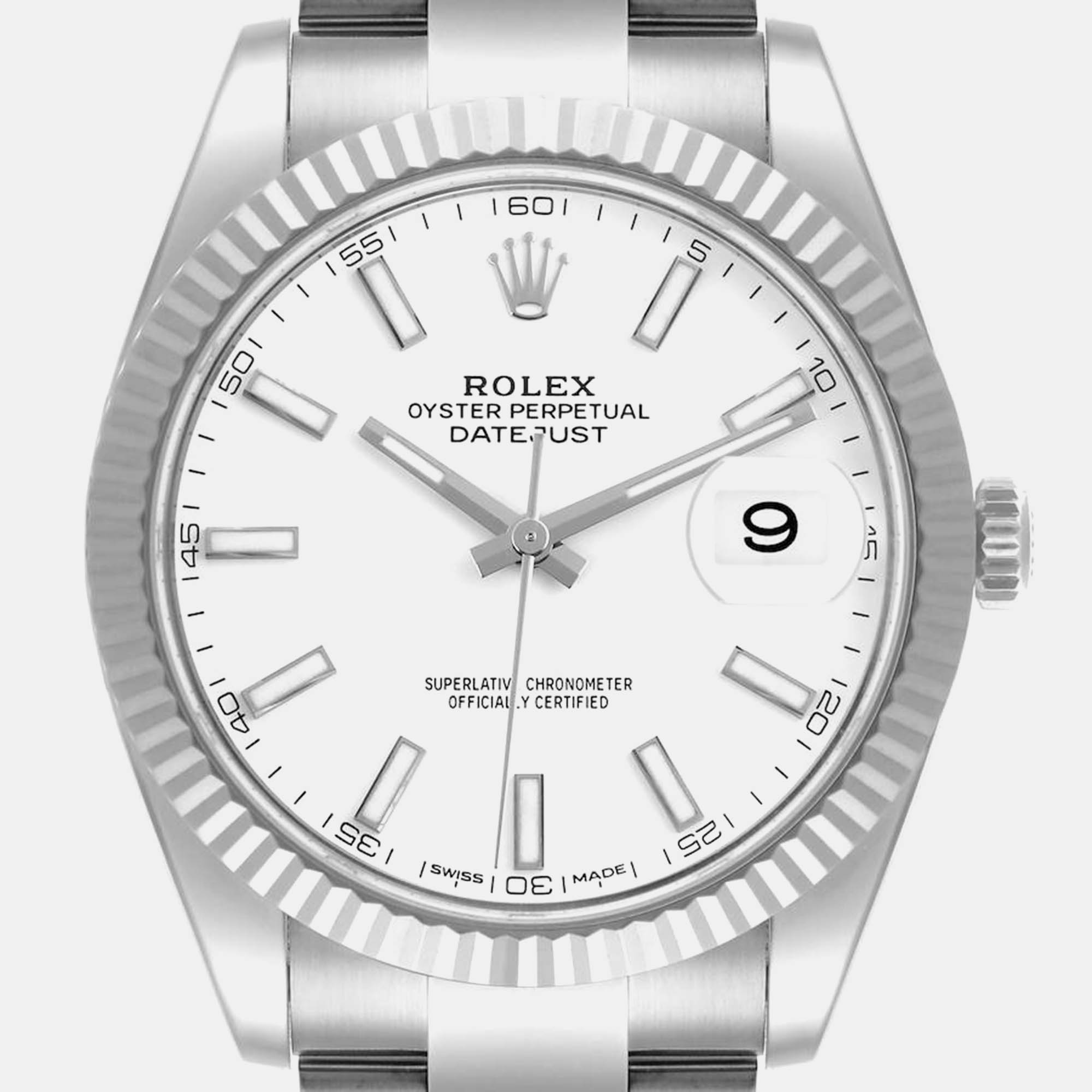 Rolex Datejust 41 Steel White Gold Mens Watch 126334