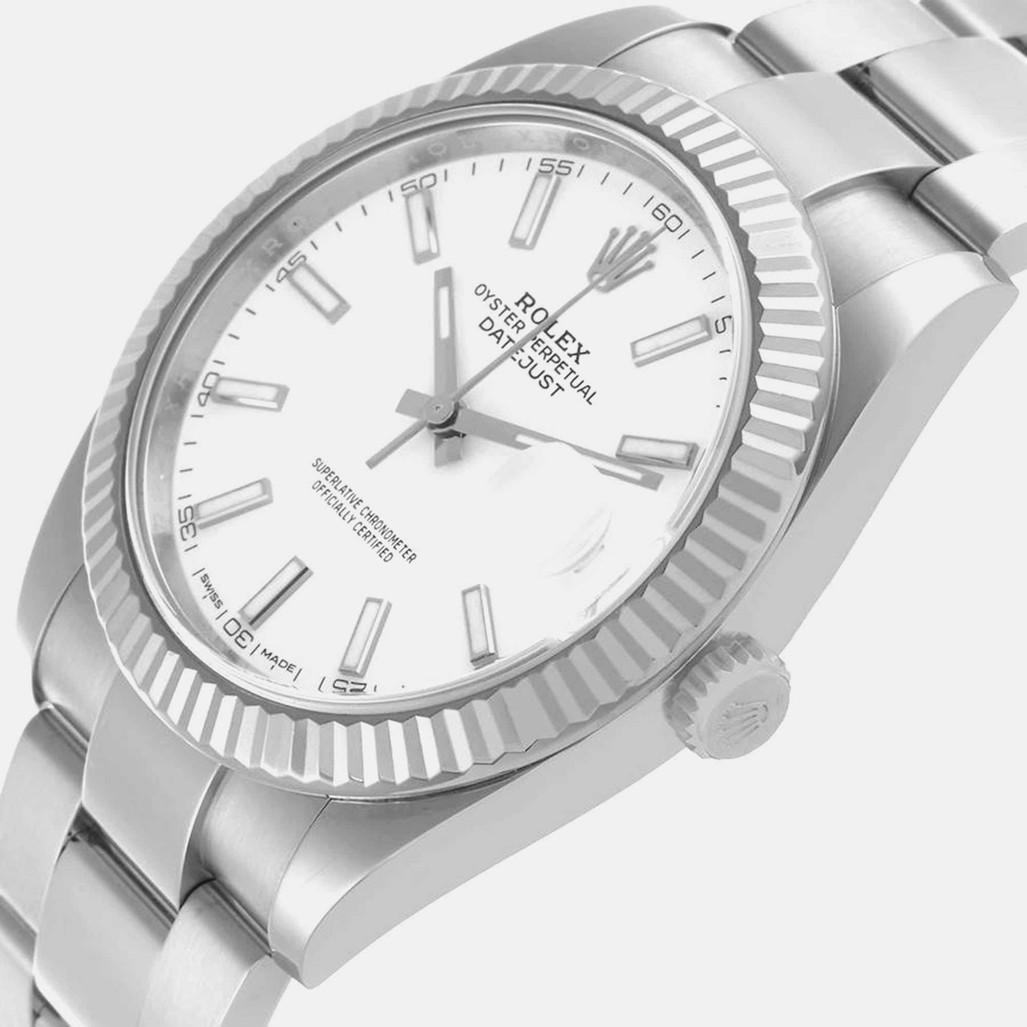 Rolex Datejust 41 Steel White Gold Mens Watch 126334