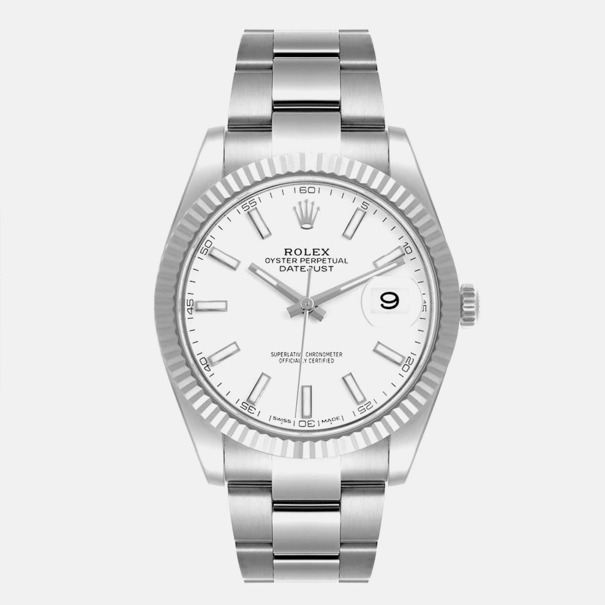 Rolex Datejust 41 Steel White Gold Mens Watch 126334