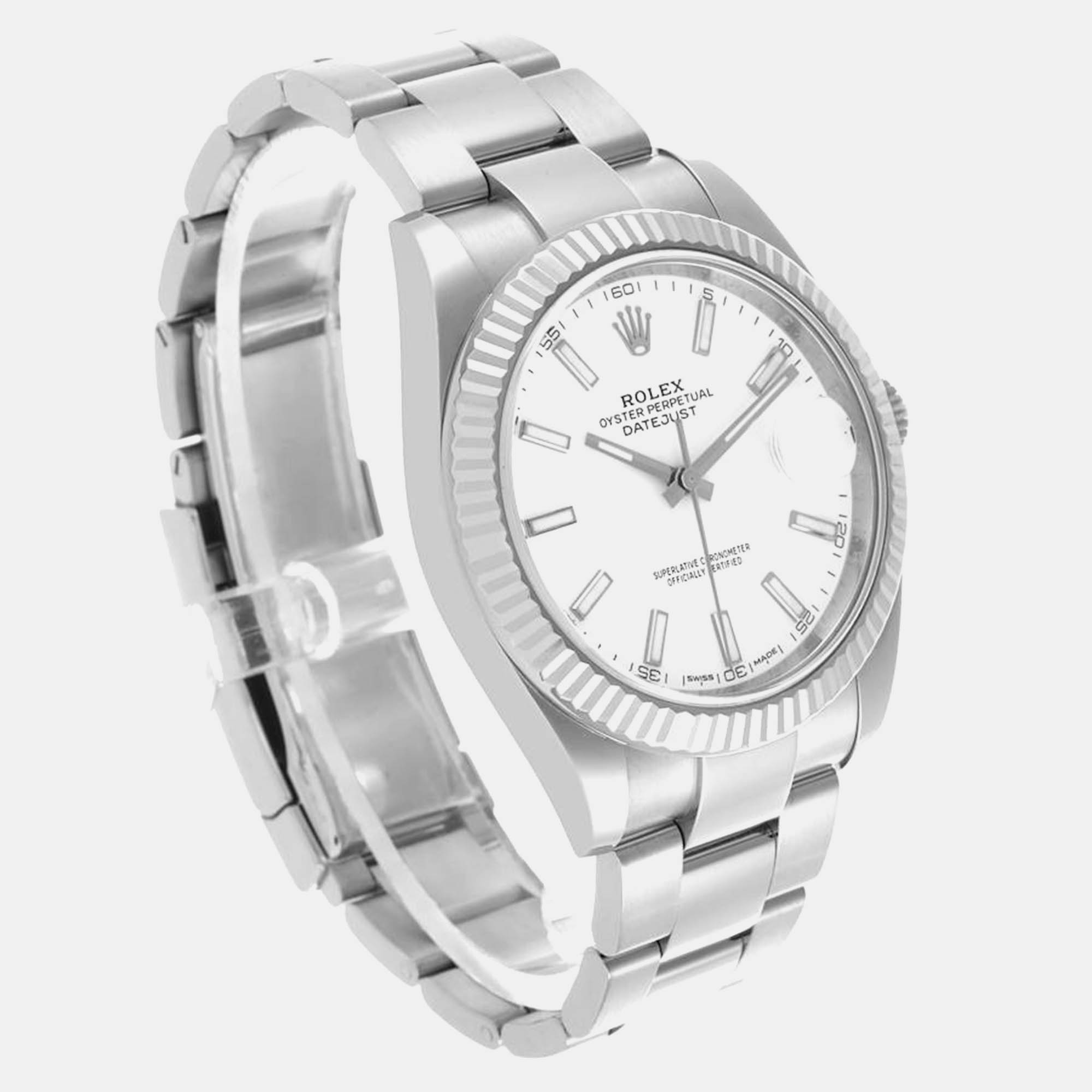 Rolex Datejust 41 Steel White Gold Mens Watch 126334