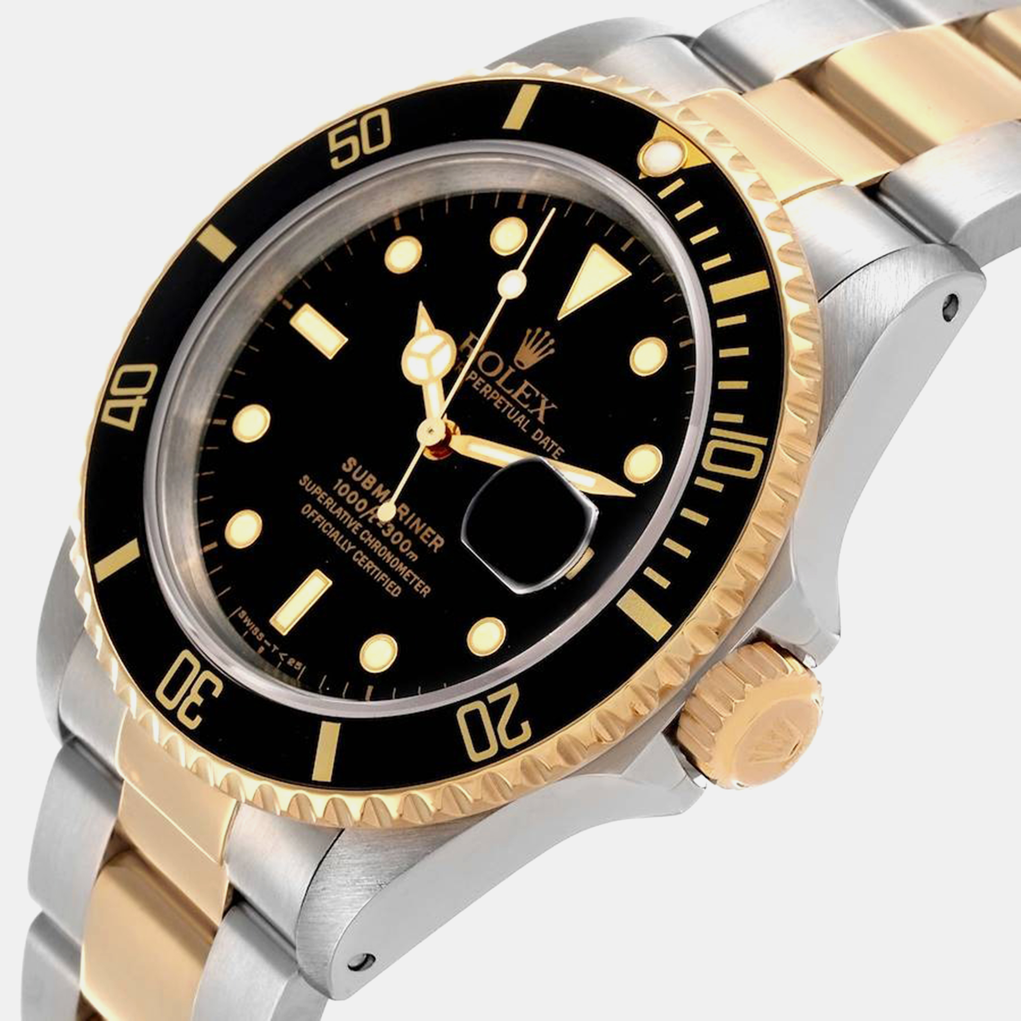 Rolex Submariner Steel Yellow Gold Black Dial Men's Watch 16613 40 Mm