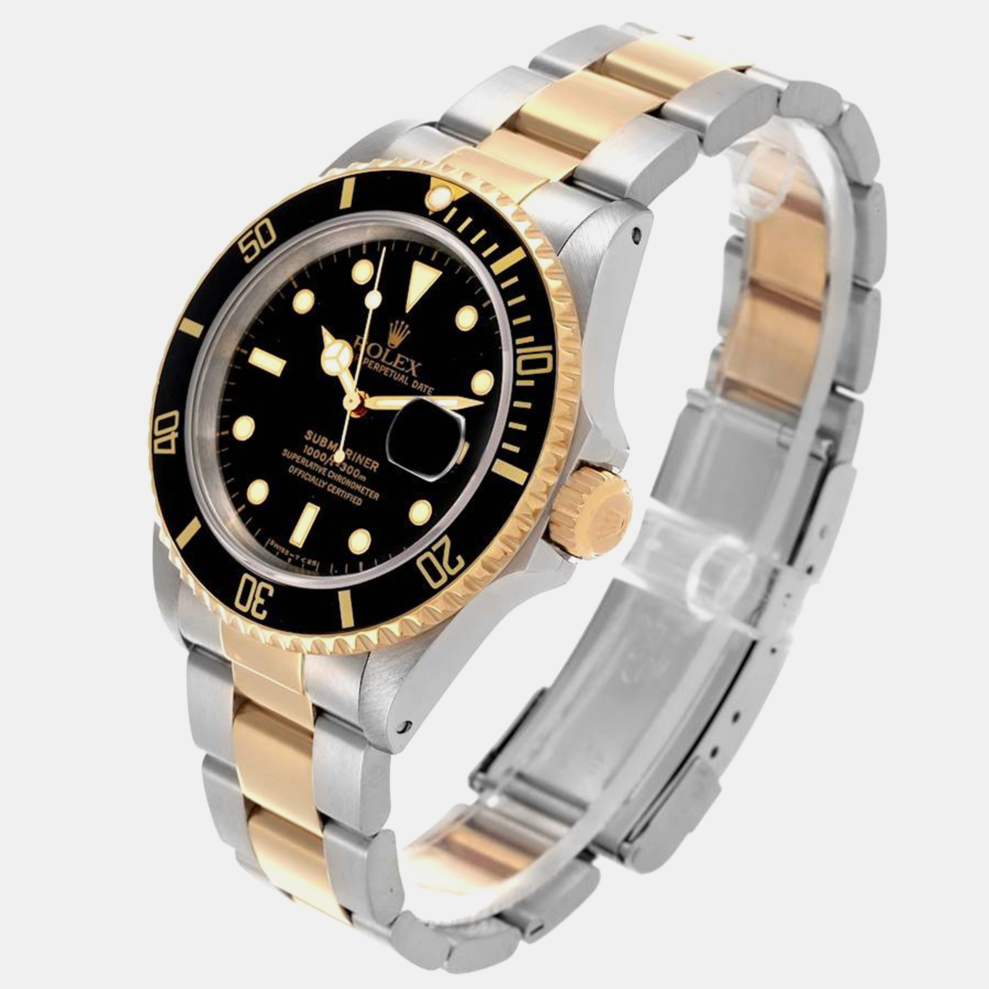 Rolex Submariner Steel Yellow Gold Black Dial Men's Watch 16613 40 Mm