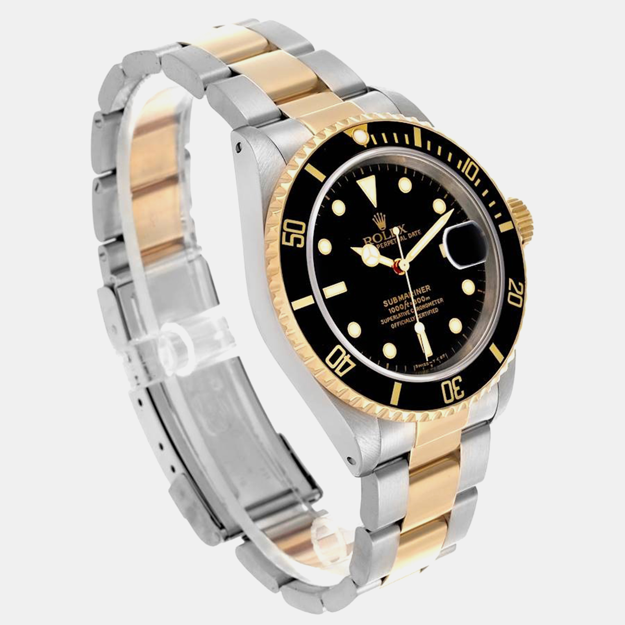 Rolex Submariner Steel Yellow Gold Black Dial Men's Watch 16613 40 Mm