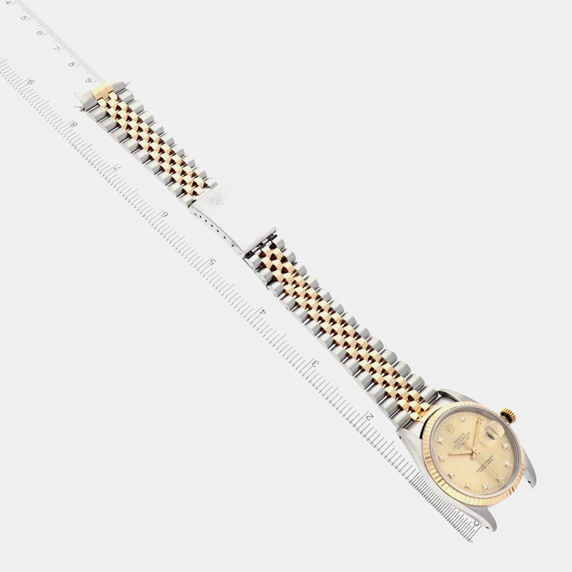 Rolex Datejust Steel Yellow Gold Diamond Dial Men's Watch 16233 36 Mm