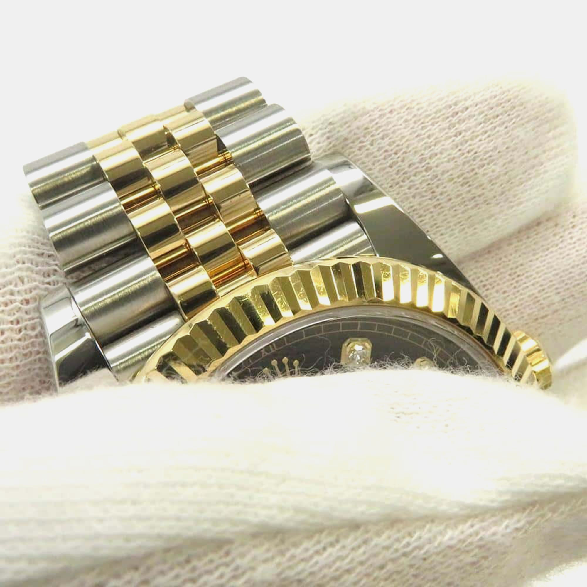 Rolex Black Diamond 18k Yellow Gold Stainless Steel Datejust 126333 Automatic Men's Wristwatch 41 Mm