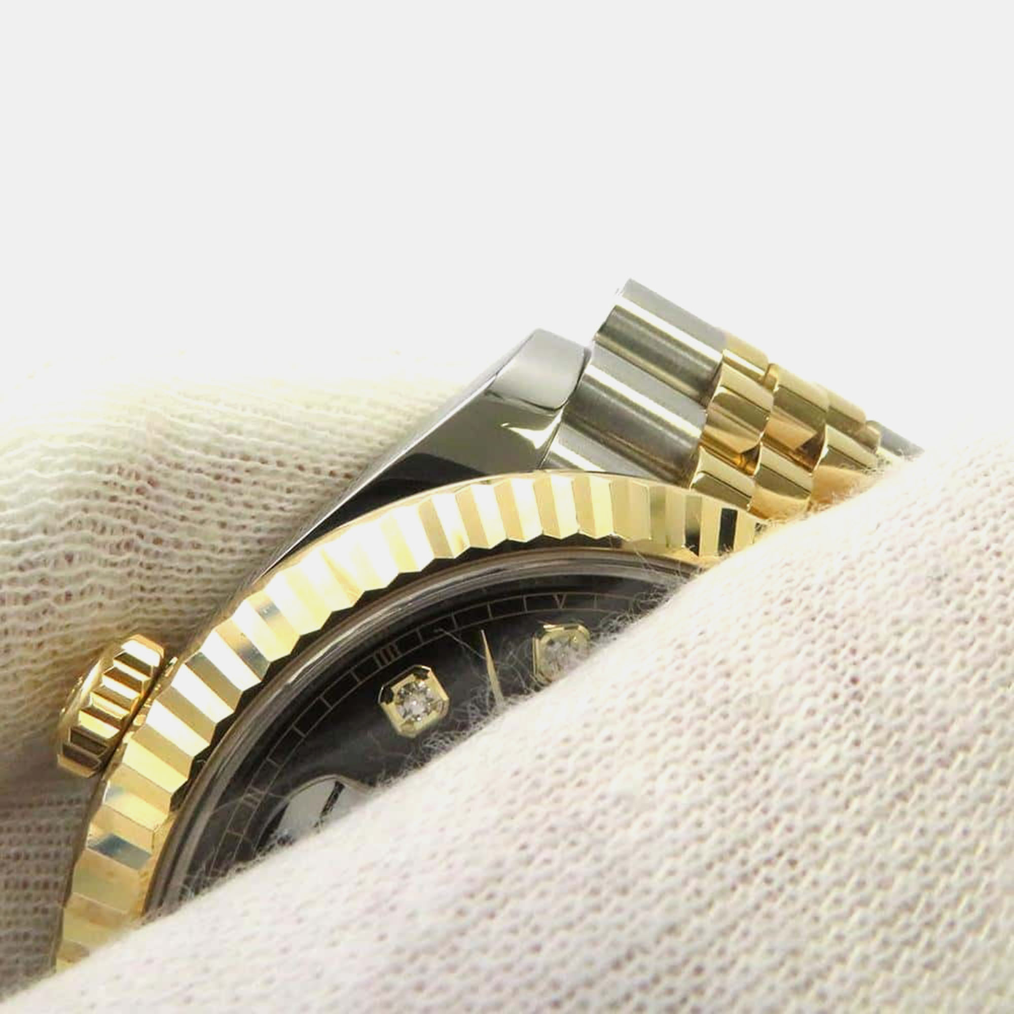 Rolex Black Diamond 18k Yellow Gold Stainless Steel Datejust 126333 Automatic Men's Wristwatch 41 Mm