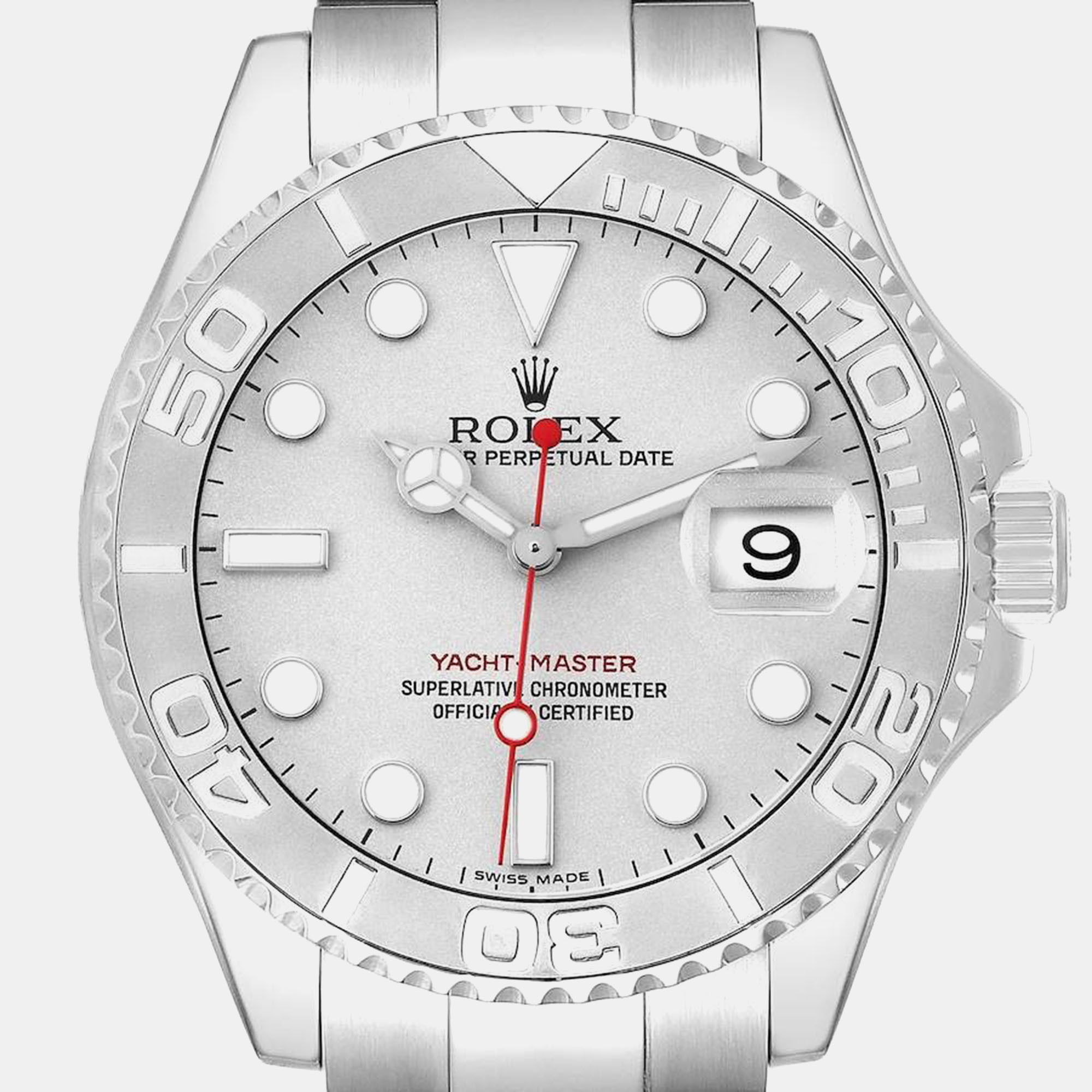 Rolex Yachtmaster Platinum Dial Bezel Steel Mens Watch 16622