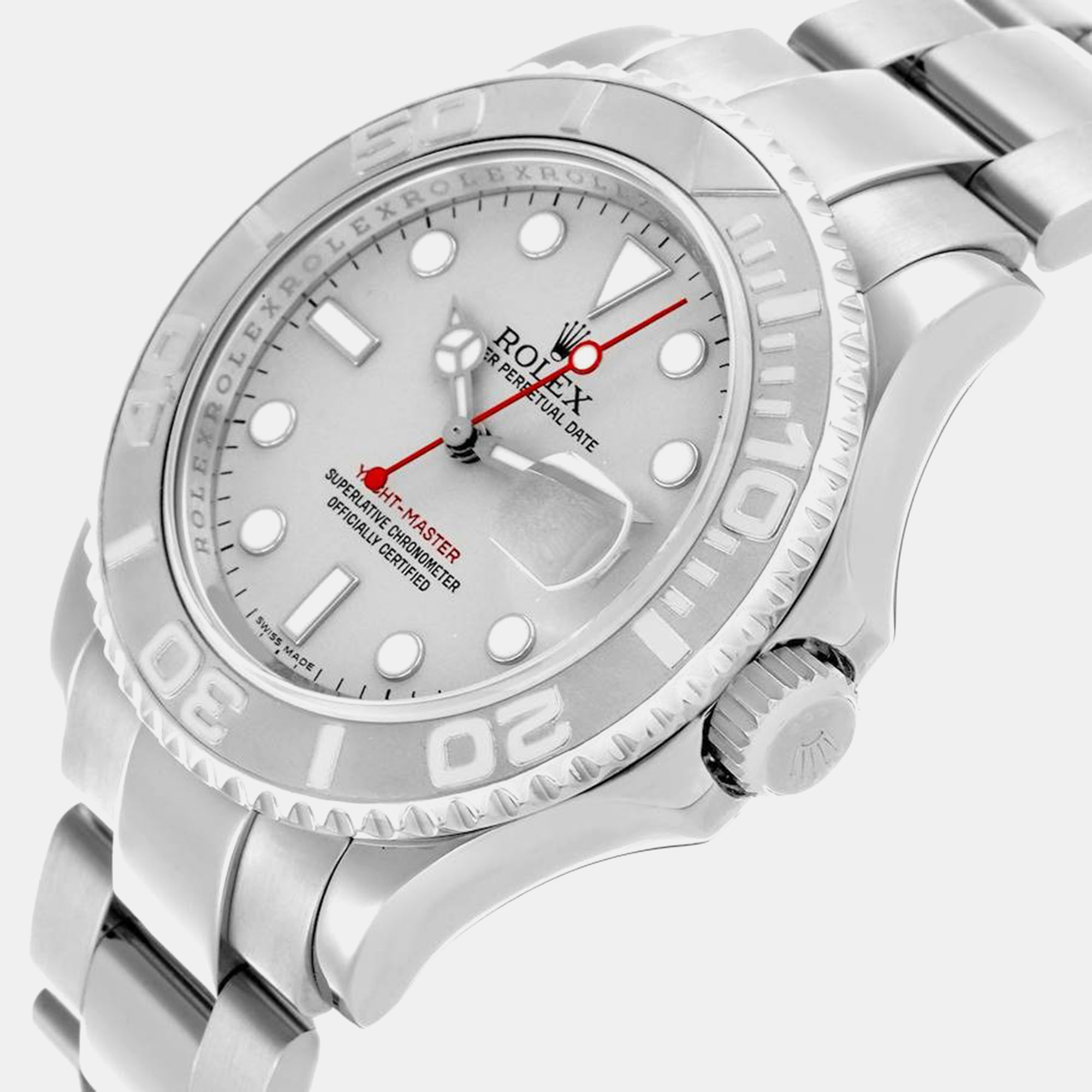 Rolex Yachtmaster Platinum Dial Bezel Steel Mens Watch 16622