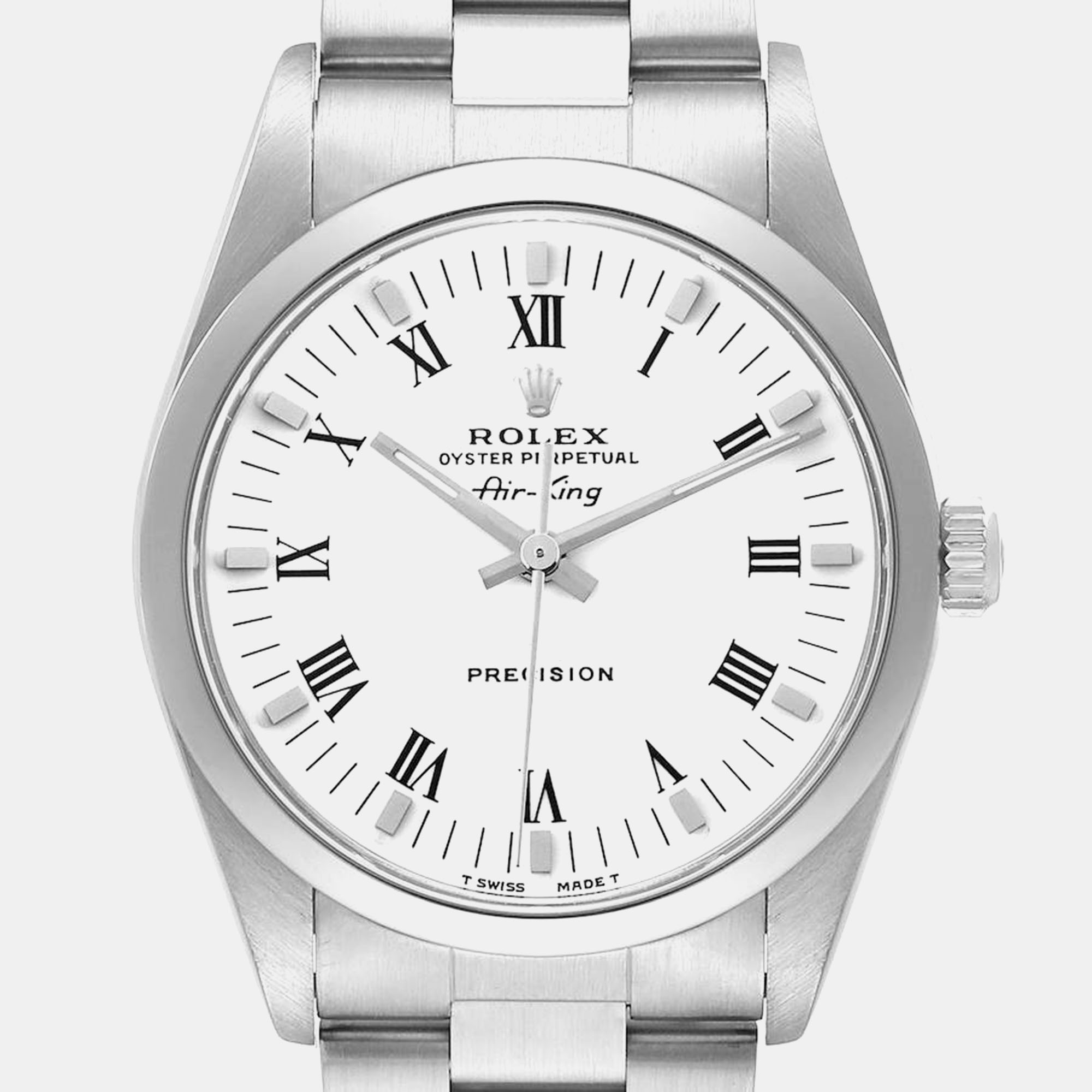 Rolex Air King White Dial Smooth Bezel Steel Men's Watch 34.0 Mm