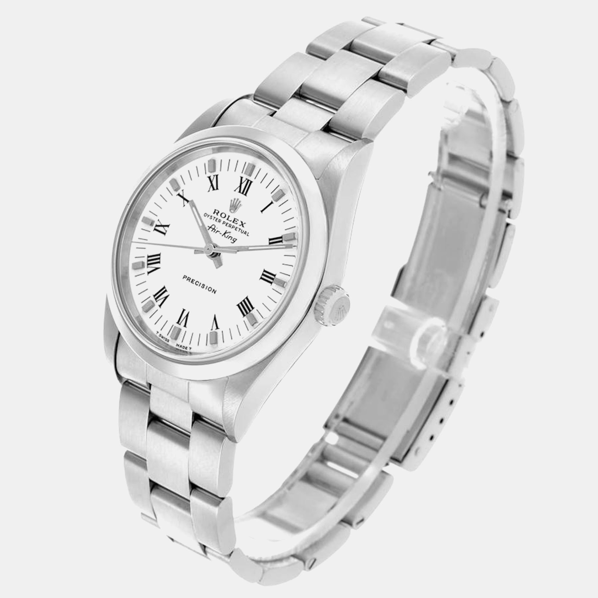 Rolex Air King White Dial Smooth Bezel Steel Men's Watch 34.0 Mm