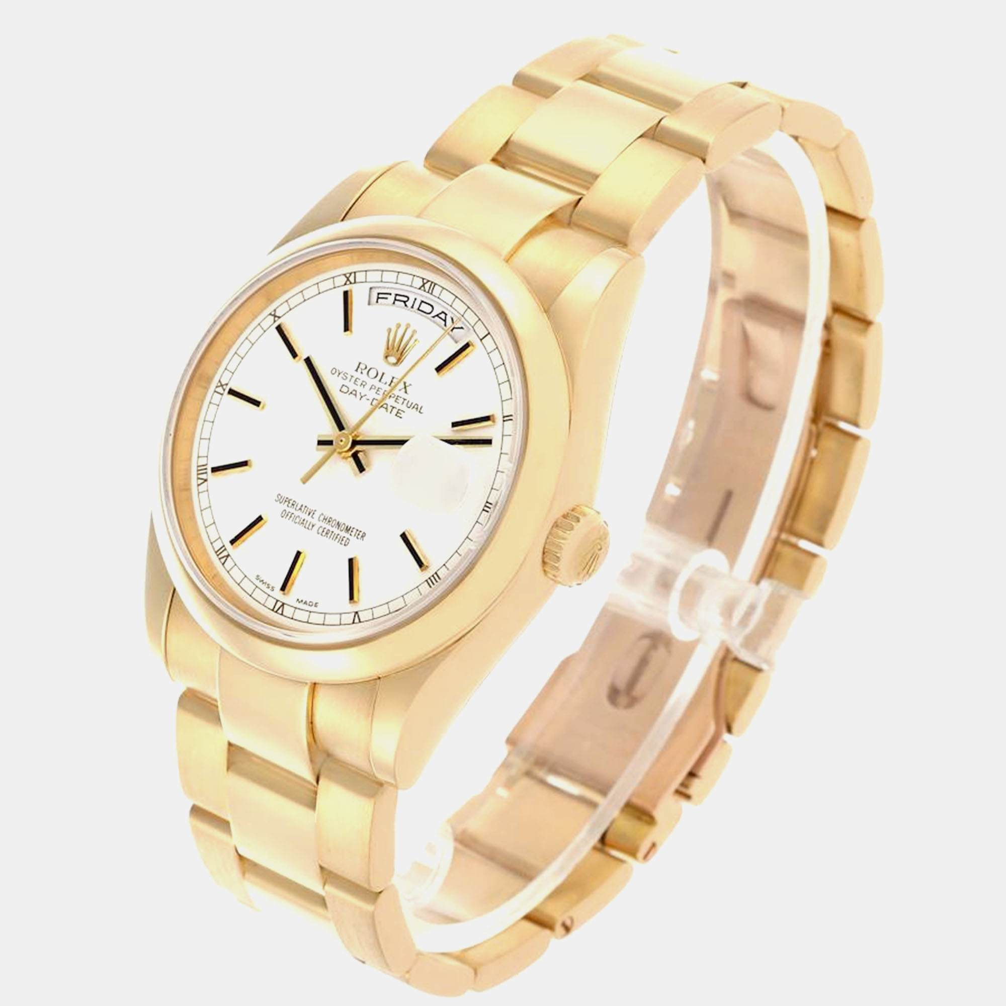 Rolex President Yellow Gold White Dial Men's Watch 36.0 Mm