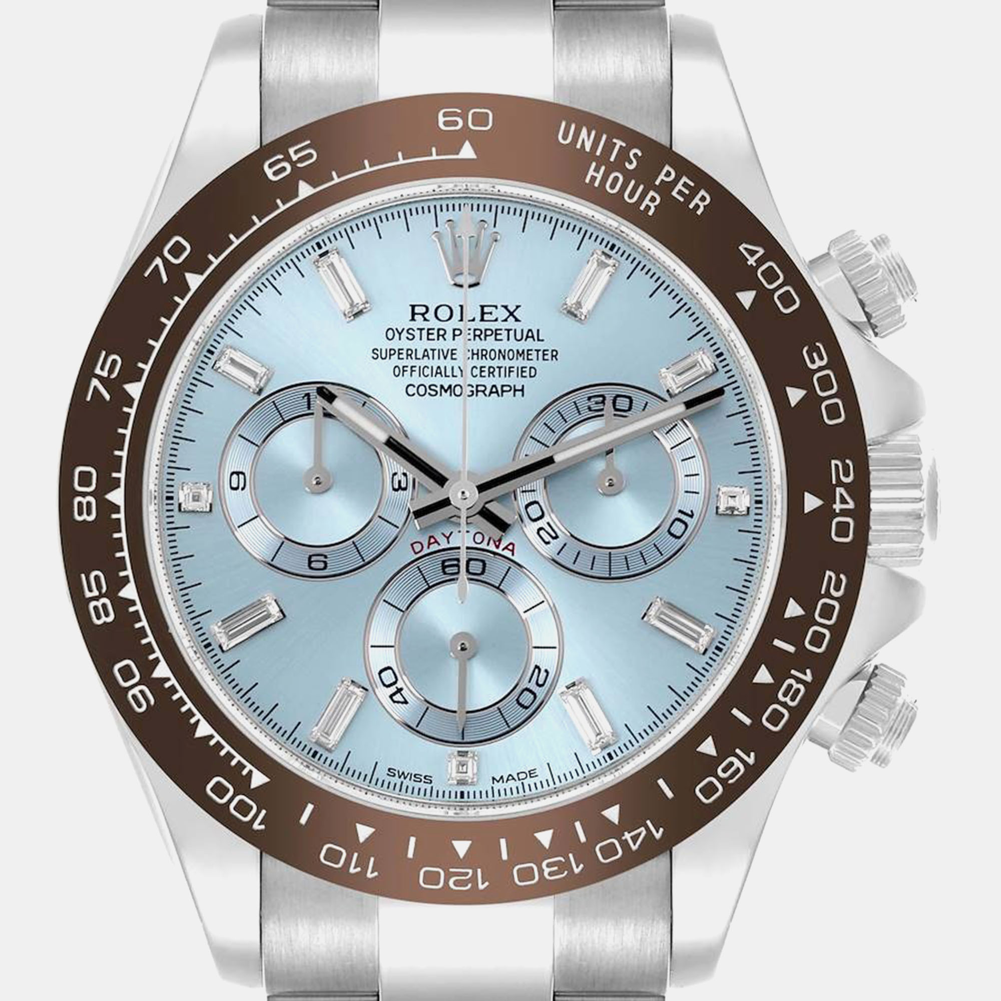 Rolex Daytona Ice Blue Diamond Dial Platinum Chronograph Watch 40.0 Mm