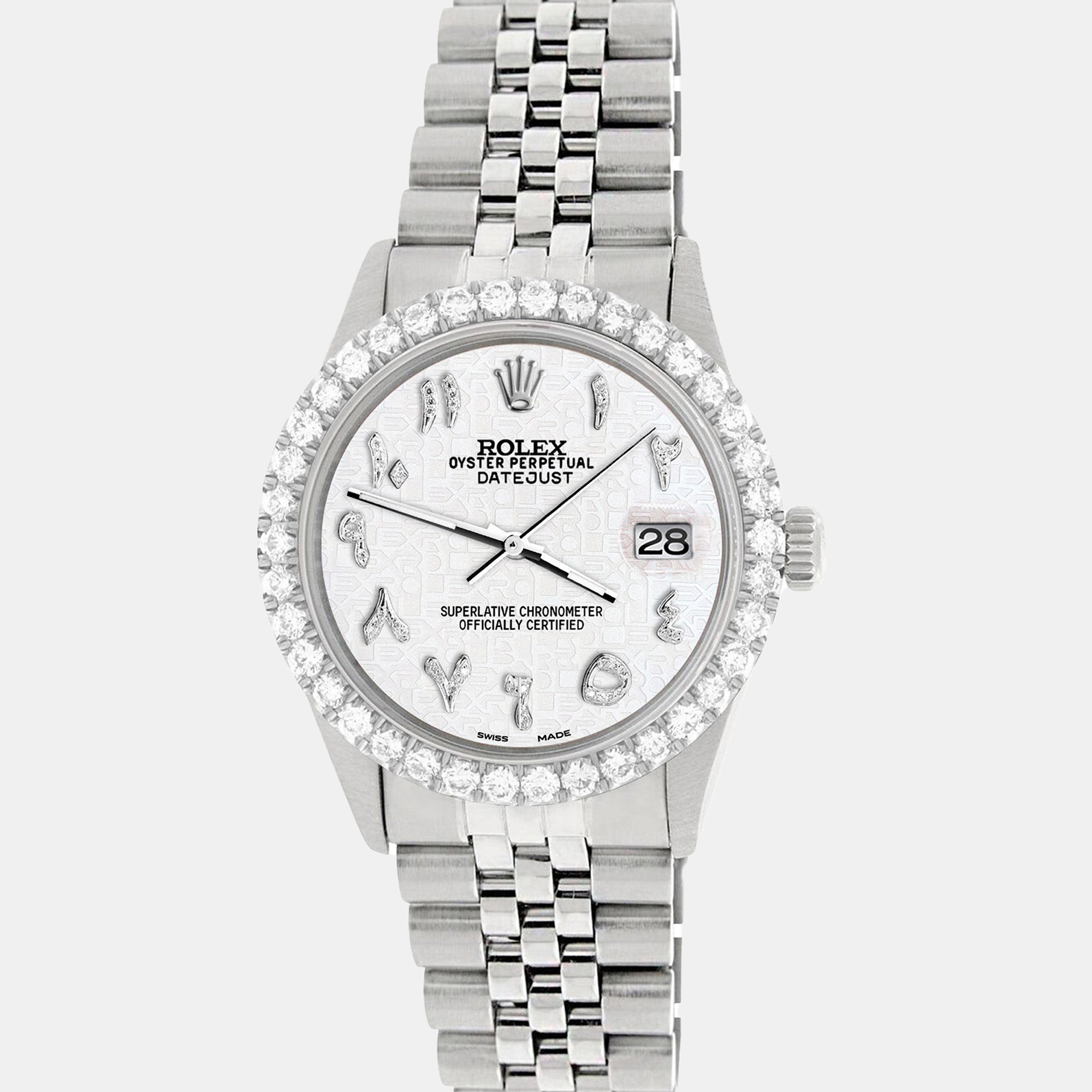 Rolex Custom White 3.35CT Diamond Stainless Steel Datejust Automatic Men's Wristwatch
Rolex Custom White 3.35CT Diamond Stainless Steel Datejust Automatic Men's Wristwatch