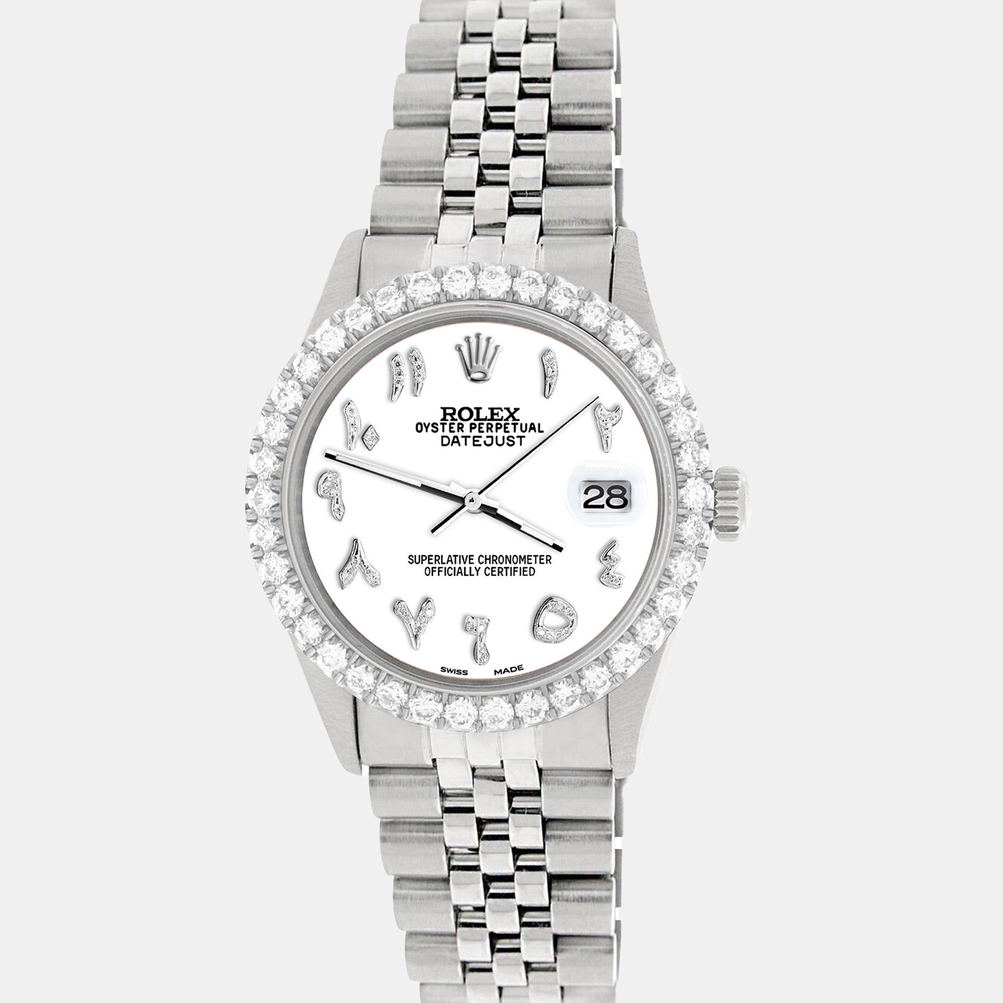 Rolex Custom White 3.35CT Diamond Stainless Steel Datejust Automatic Men's Wristwatch
Rolex Custom White 3.35CT Diamond Stainless Steel Datejust Automatic Men's Wristwatch