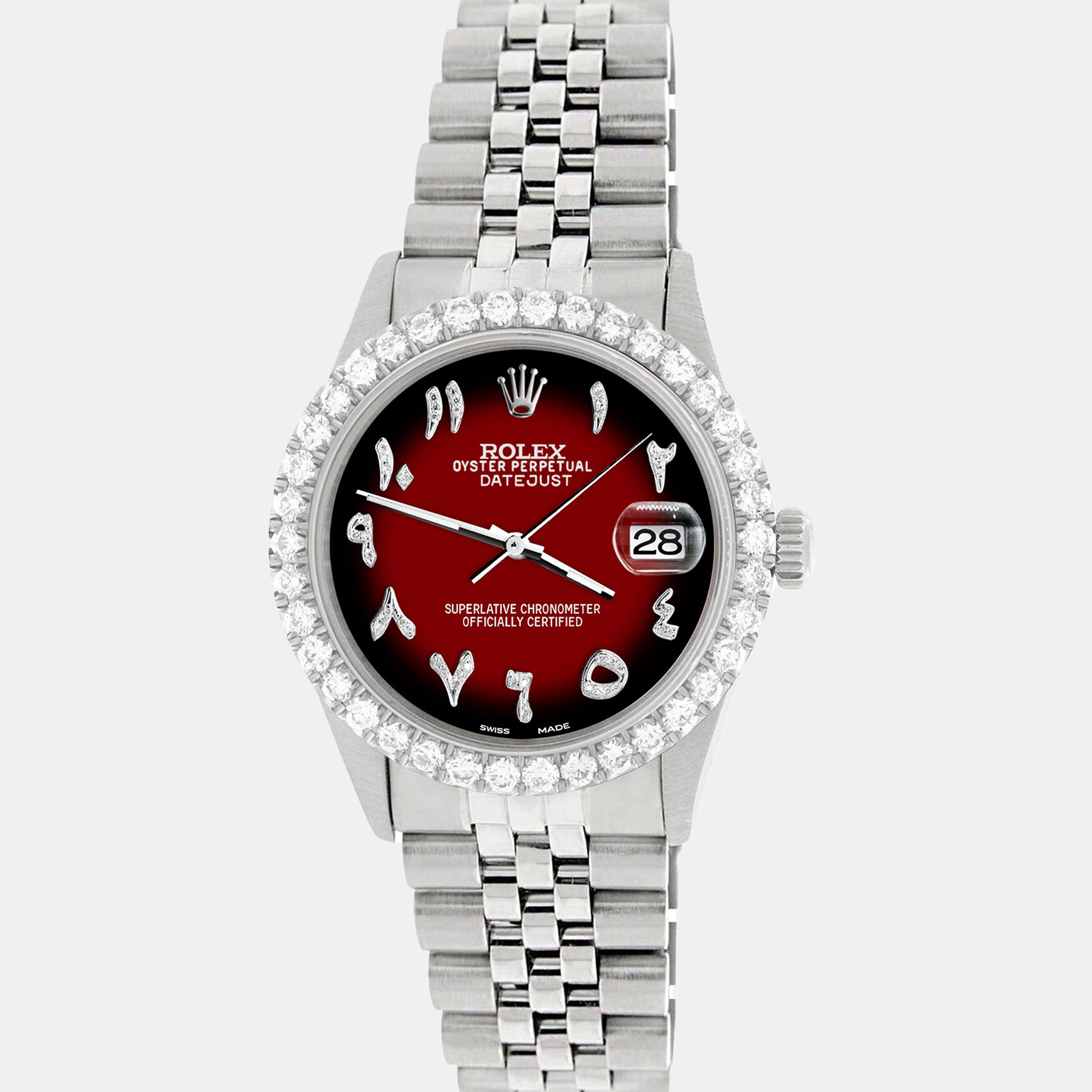 Rolex Custom Red 3.35CT Diamond Stainless Steel Datejust Automatic Men's Wristwatch
Rolex Custom Red 3.35CT Diamond Stainless Steel Datejust Automatic Men's Wristwatch