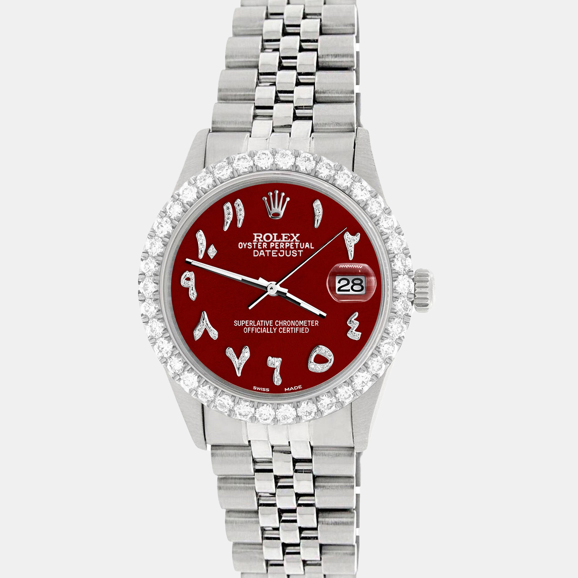 Rolex Custom Imperial Red 3.35CT Diamond Stainless Steel Datejust Automatic Men's Wristwatch
Rolex Custom Imperial Red 3.35CT Diamond Stainless Steel Datejust Automatic Men's Wristwatch
