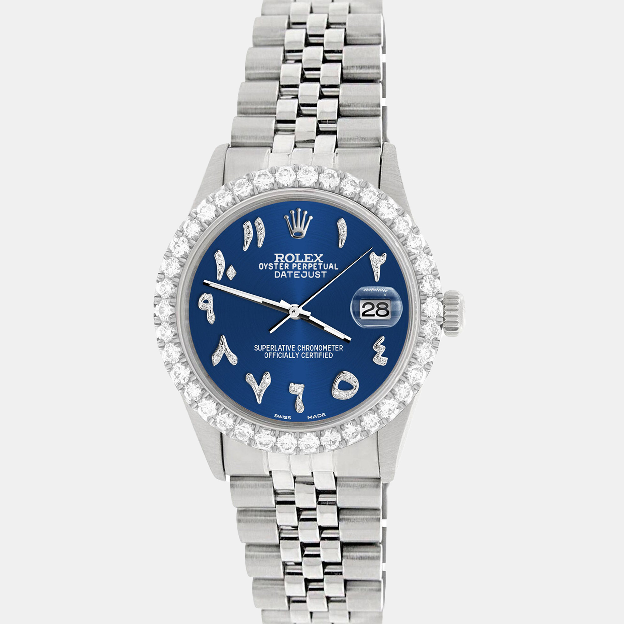 Rolex Custom Cobalt Blue 3.35CT Diamond Stainless Steel Datejust Automatic Men's Wristwatch
Rolex Custom Cobalt Blue 3.35CT Diamond Stainless Steel Datejust Automatic Men's Wristwatch