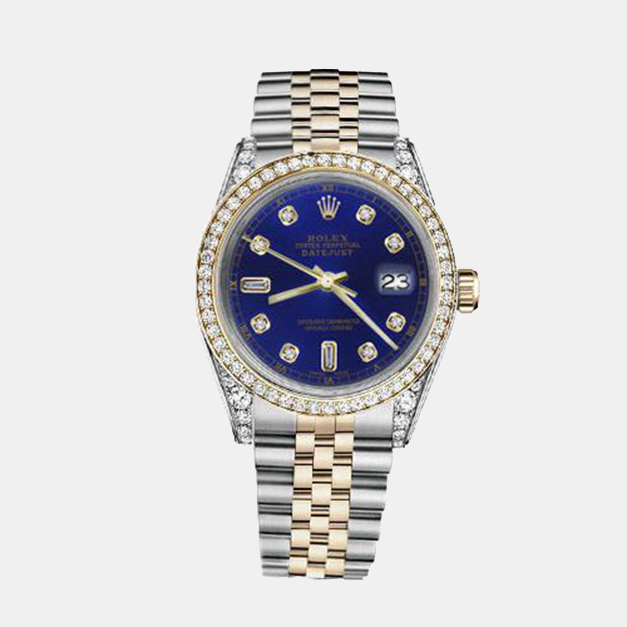 Rolex Customised Blue Diamond 18K Yellow Gold Stainless Steel Datejust 116233 Automatic Men's Wristwatch
Rolex Customised Blue Diamond 18K Yellow Gold Stainless Steel Datejust 116233 Automatic Men's Wristwatch