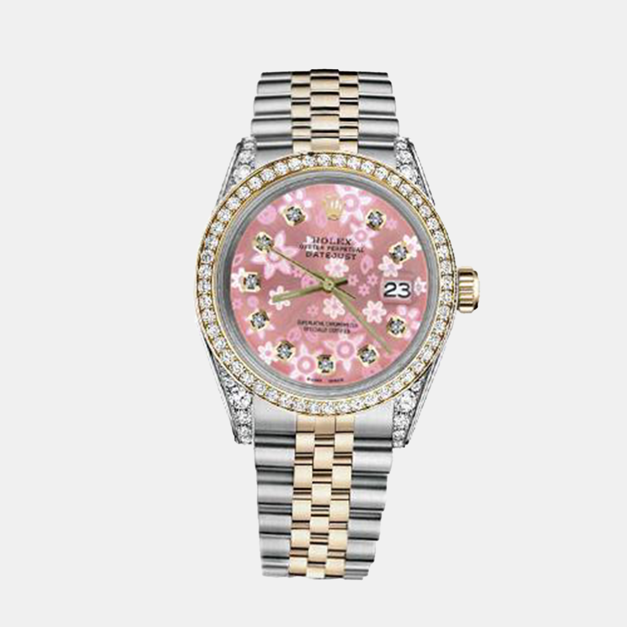 Rolex Customised Pink Diamond 18K Yellow Gold Stainless Steel Datejust 116233 Automatic Men's Wristwatch
Rolex Customised Pink Diamond 18K Yellow Gold Stainless Steel Datejust 116233 Automatic Men's Wristwatch