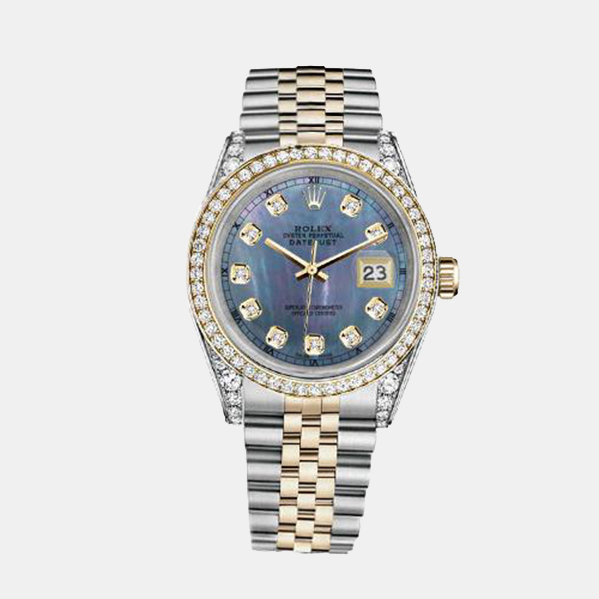 Rolex Customised Tahitian MOP Diamond 18K Yellow Gold Stainless Steel Datejust 116233 Automatic Men's Wristwatch, Multicolor
Rolex Customised Tahitian MOP Diamond 18K Yellow Gold Stainless Steel Datejust 116233 Automatic Men's Wristwatch, Multicolor