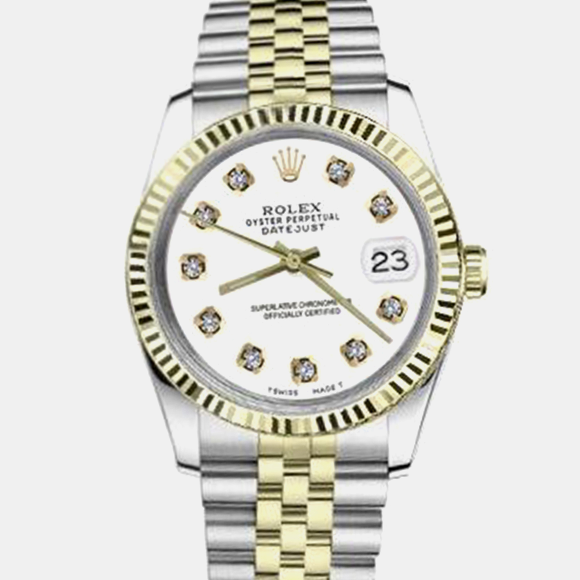 Rolex Customised White Diamond 18K Yellow Gold Datejust 16013 Automatic Men's Wristwatch
Rolex Customised White Diamond 18K Yellow Gold Datejust 16013 Automatic Men's Wristwatch