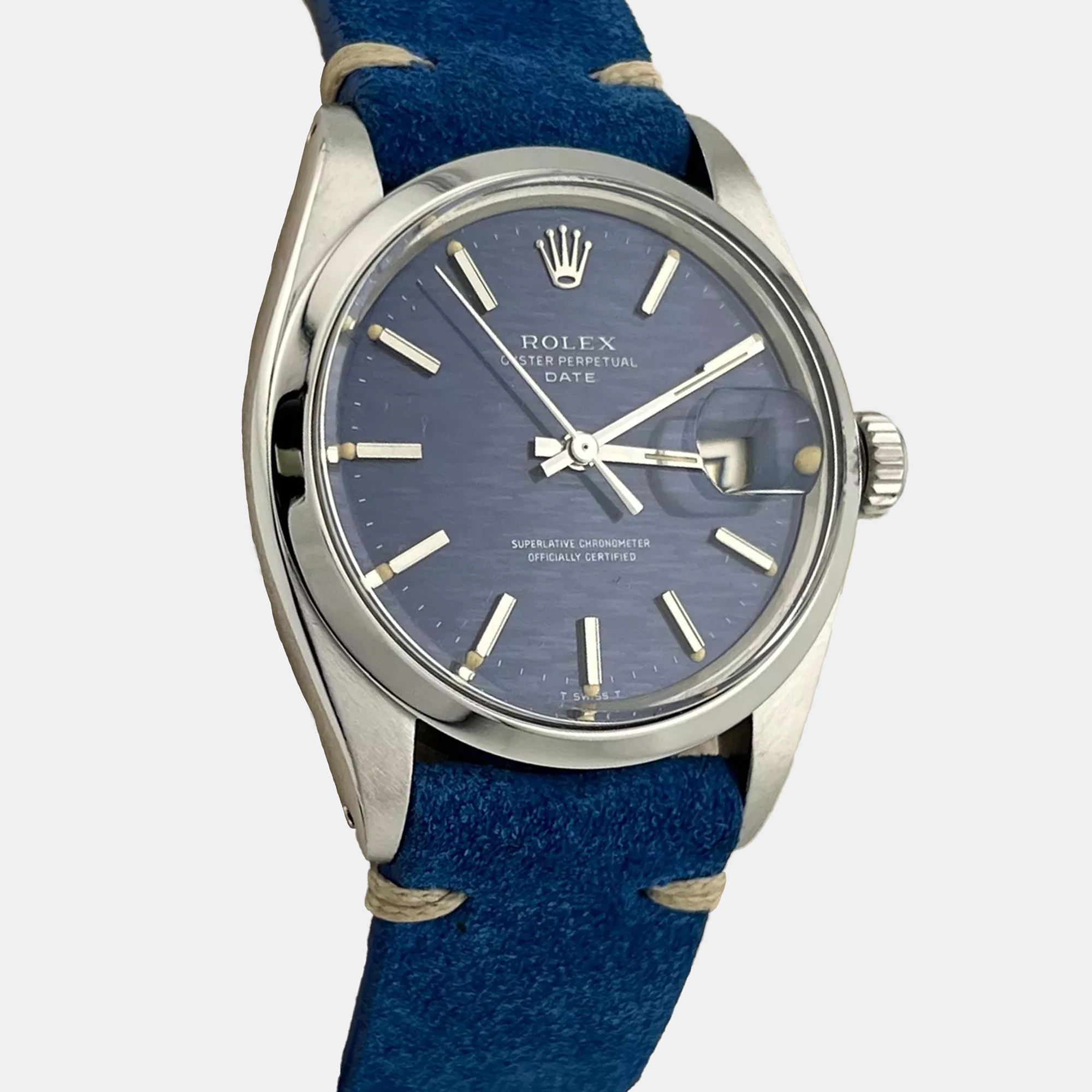 Rolex Blue Stainless Steel Oyster Perpetual Date 1500 Automatic Men's Wristwatch 34 mm
Rolex Blue Stainless Steel Oyster Perpetual Date 1500 Automatic Men's Wristwatch 34 mm