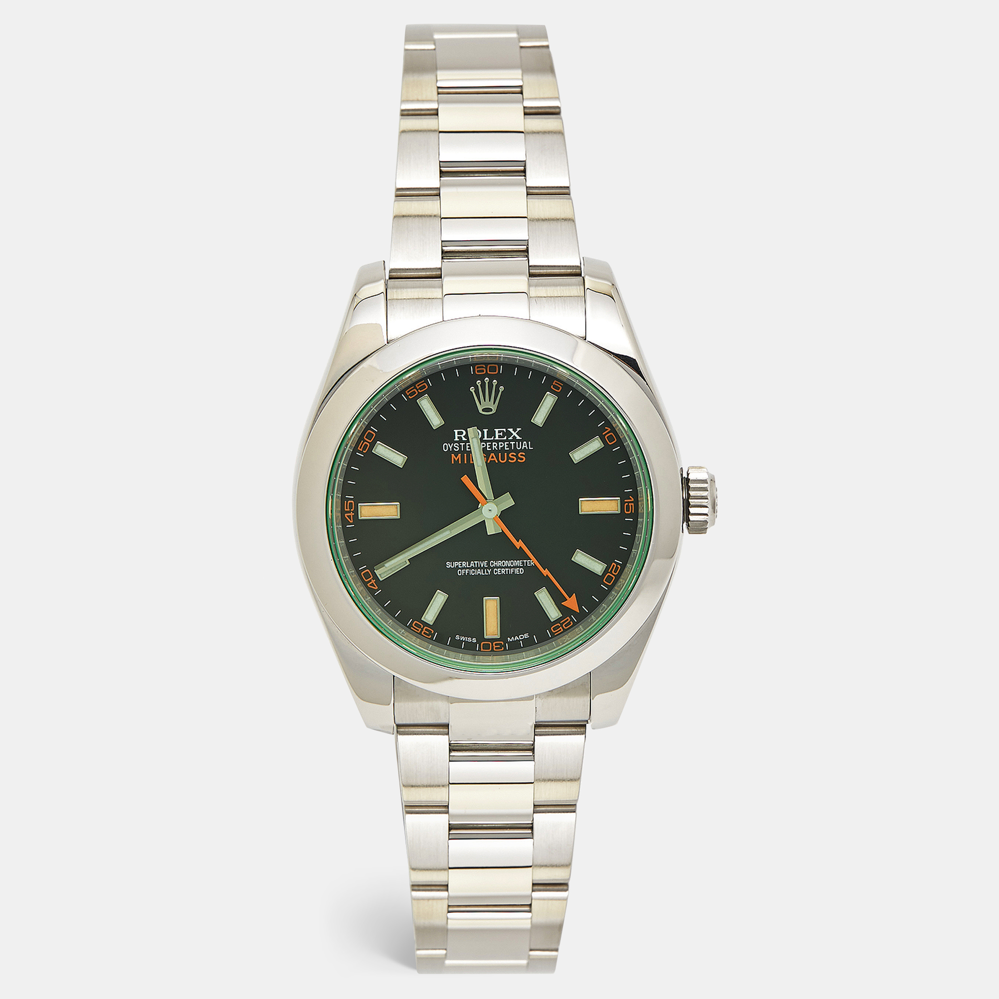 Rolex Black Dial Oystersteel Milgauss M116400GV-0001 Men's Wristwatch
Rolex Black Dial Oystersteel Milgauss M116400GV-0001 Men's Wristwatch