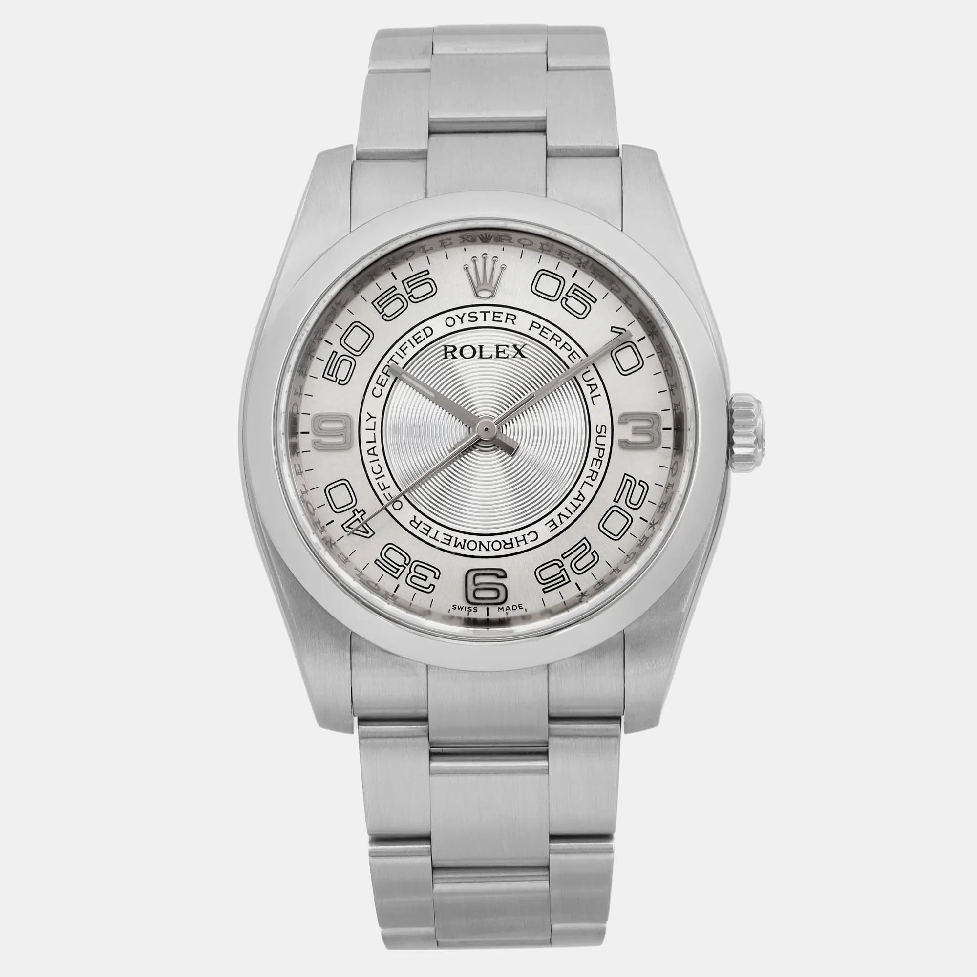 Rolex Silver Stainless Steel Oyster Perpetual 116000 Automatic Men's Wristwatch 36 mm
Rolex Silver Stainless Steel Oyster Perpetual 116000 Automatic Men's Wristwatch 36 mm