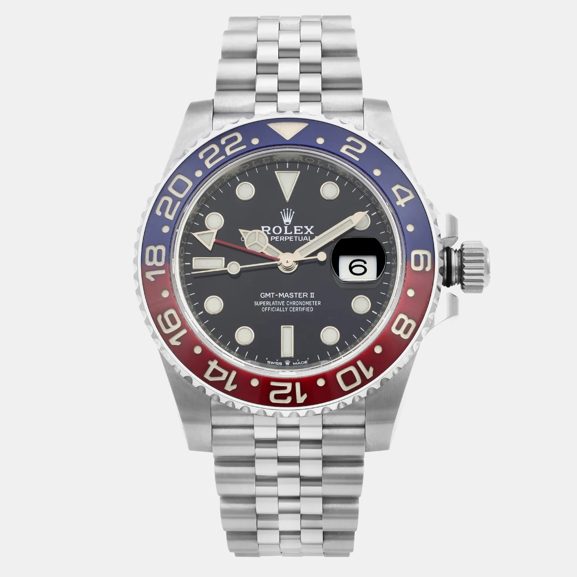 Rolex Black Stainless Steel GMT Master II Pepsi 126710BLRO Automatic Men's Wristwatch 41 mm
Rolex Black Stainless Steel GMT Master II Pepsi 126710BLRO Automatic Men's Wristwatch 41 mm