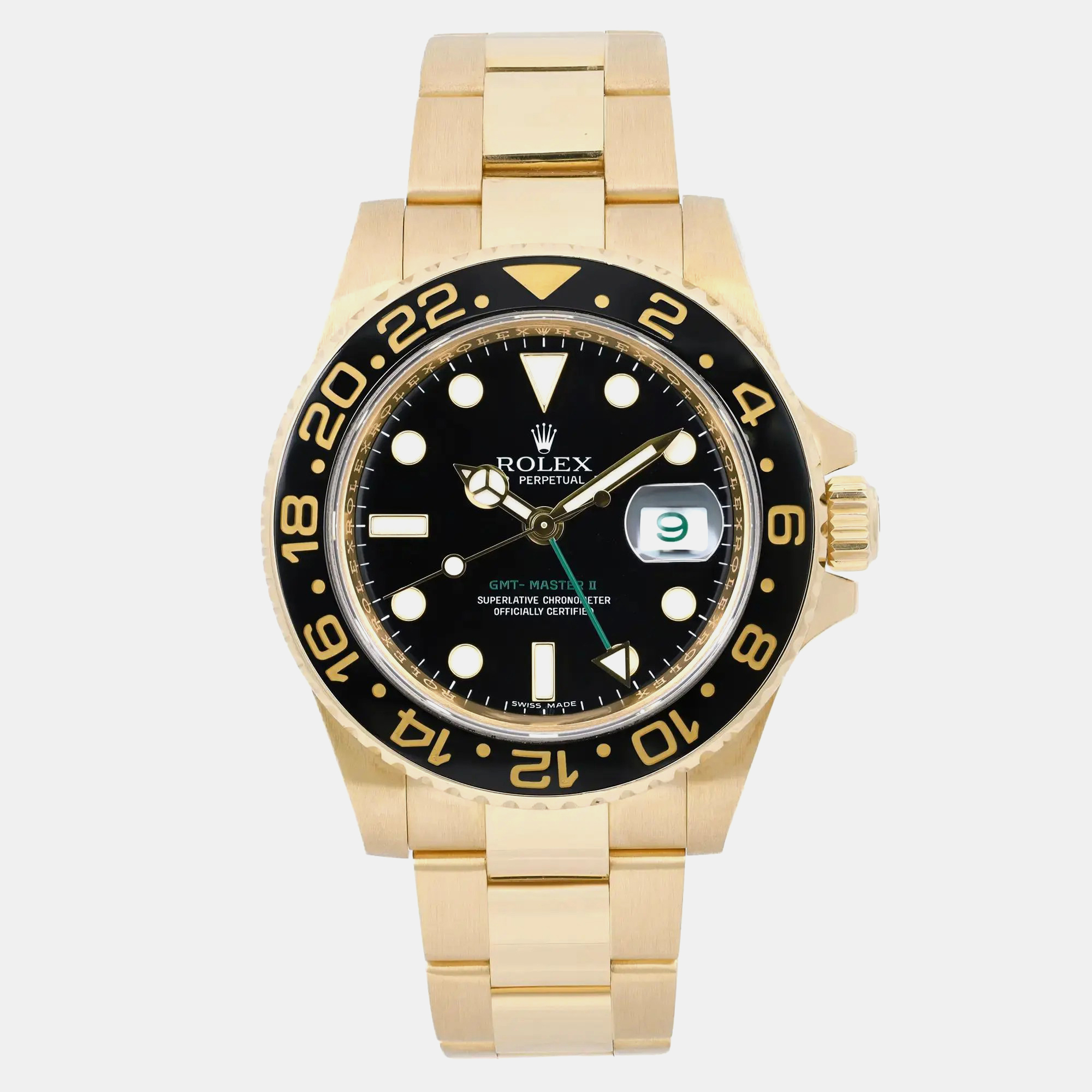 Rolex Black 18K Yellow Gold GMT-Master II 116718 Automatic Men's Wristwatch 40 mm
Rolex Black 18K Yellow Gold GMT-Master II 116718 Automatic Men's Wristwatch 40 mm