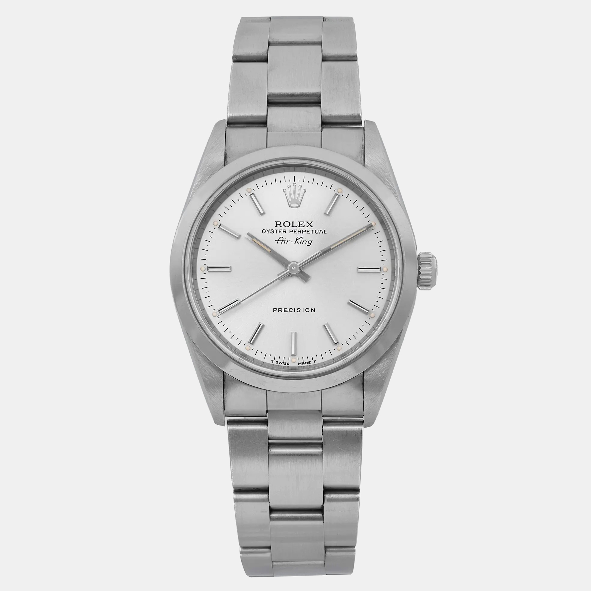 Rolex Silver Stainless Steel Air-King 14000 Automatic Men's Wristwatch 34 mm
Rolex Silver Stainless Steel Air-King 14000 Automatic Men's Wristwatch 34 mm