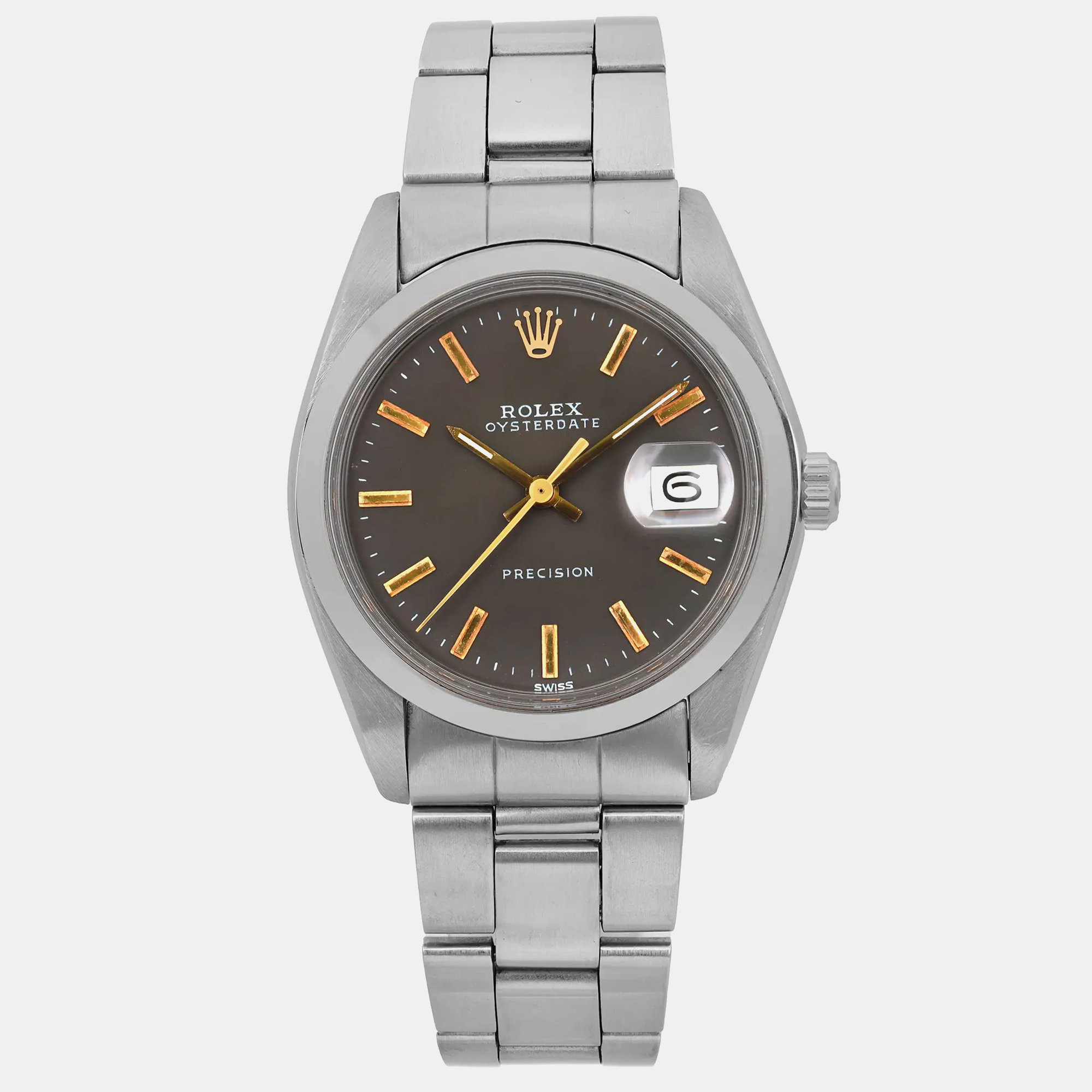 Rolex Black Stainless Steel Oysterdate Precision 6694 Manual Wind Men's Wristwatch 34 mm
Rolex Black Stainless Steel Oysterdate Precision 6694 Manual Wind Men's Wristwatch 34 mm