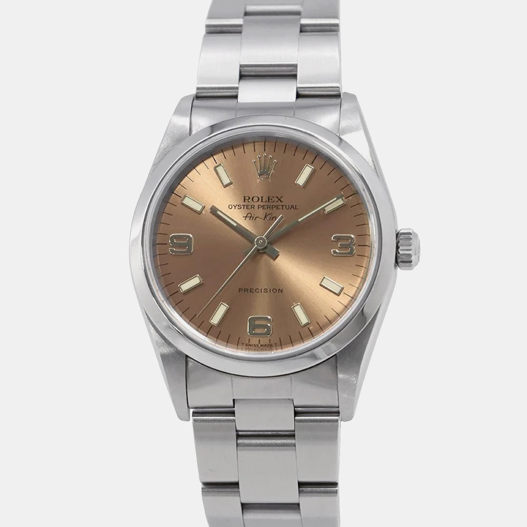 Rolex Salmon Stainless Steel Air-King 14000 Automatic Men's Wristwatch, Pink
Rolex Salmon Stainless Steel Air-King 14000 Automatic Men's Wristwatch, Pink