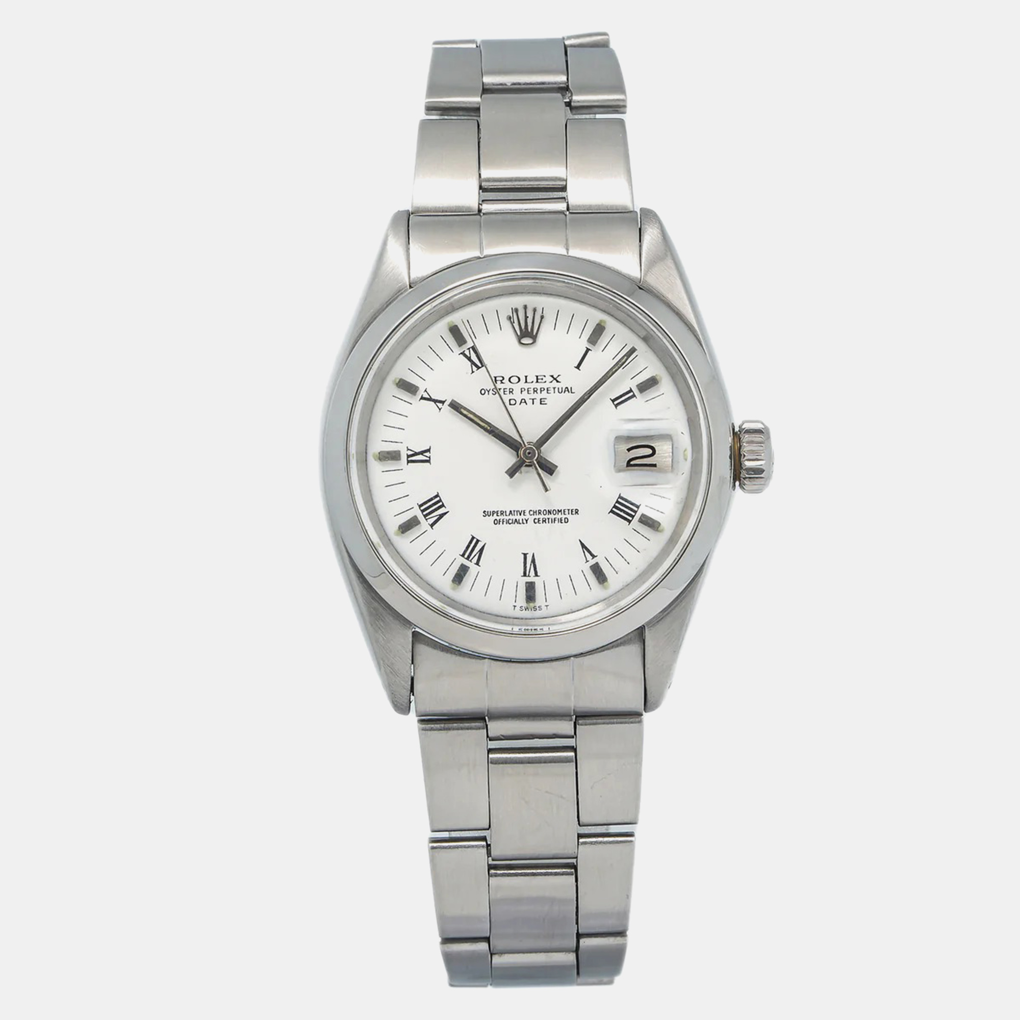 Rolex White Stainless Steel Oyster Perpetual Date 15000 Automatic Men's Wristwatch
Rolex White Stainless Steel Oyster Perpetual Date 15000 Automatic Men's Wristwatch