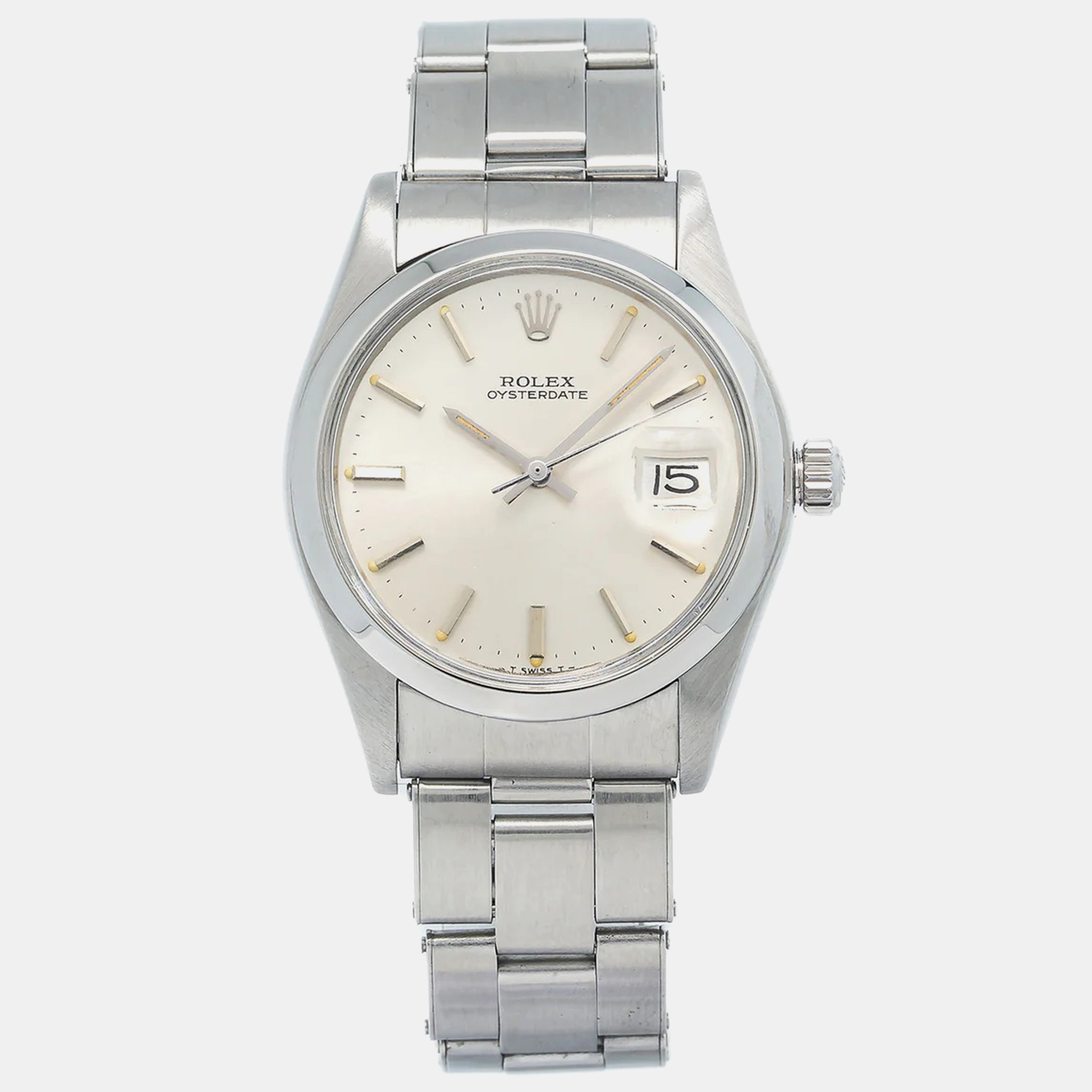 Rolex Cream Stainless Steel Oysterdate Precision 6694 Men's Wristwatch
Rolex Cream Stainless Steel Oysterdate Precision 6694 Men's Wristwatch