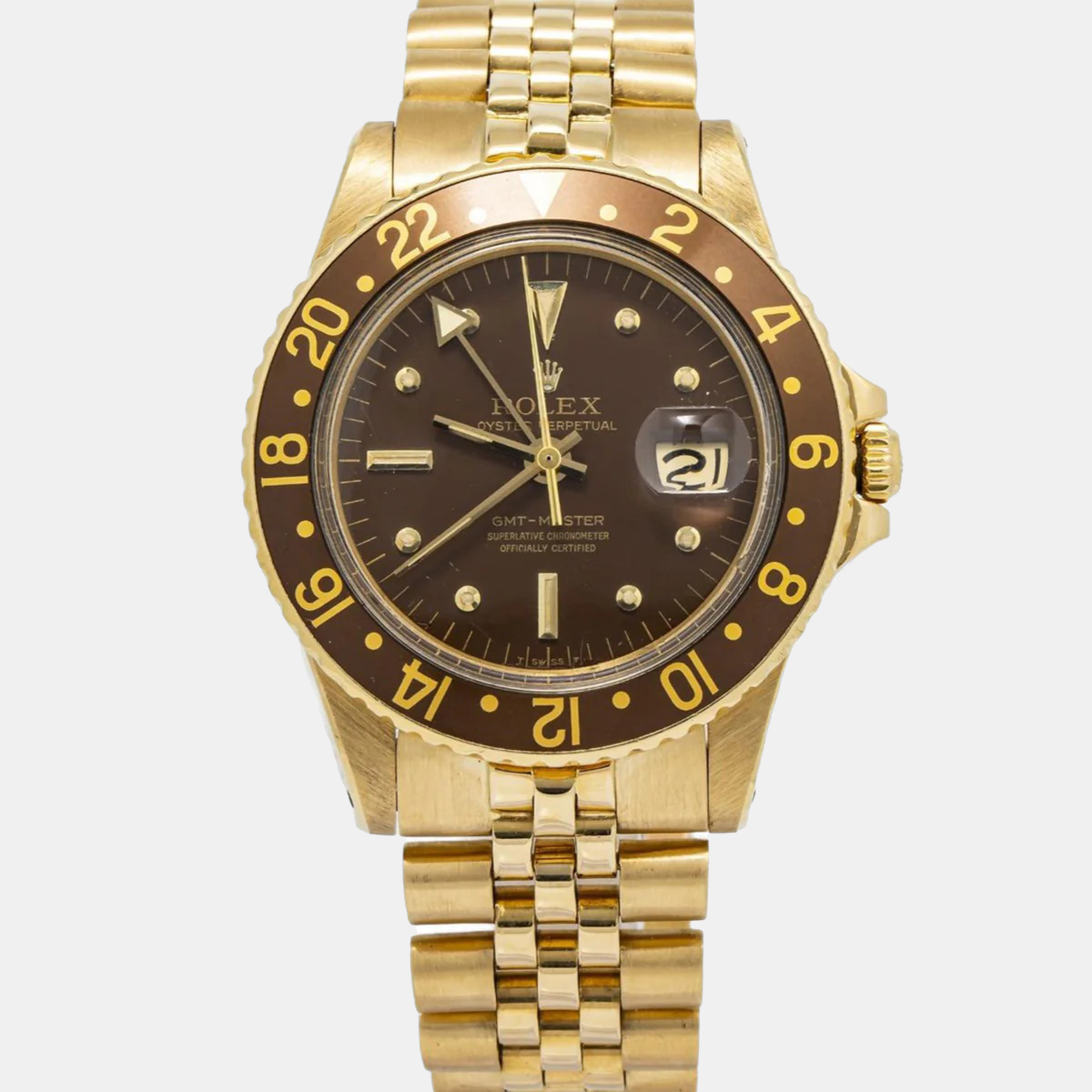 Rolex GMT-Master 1675 Automatic Brown 18k Yellow Gold Women's Wristwatch
Rolex GMT-Master 1675 Automatic Brown 18k Yellow Gold Women's Wristwatch