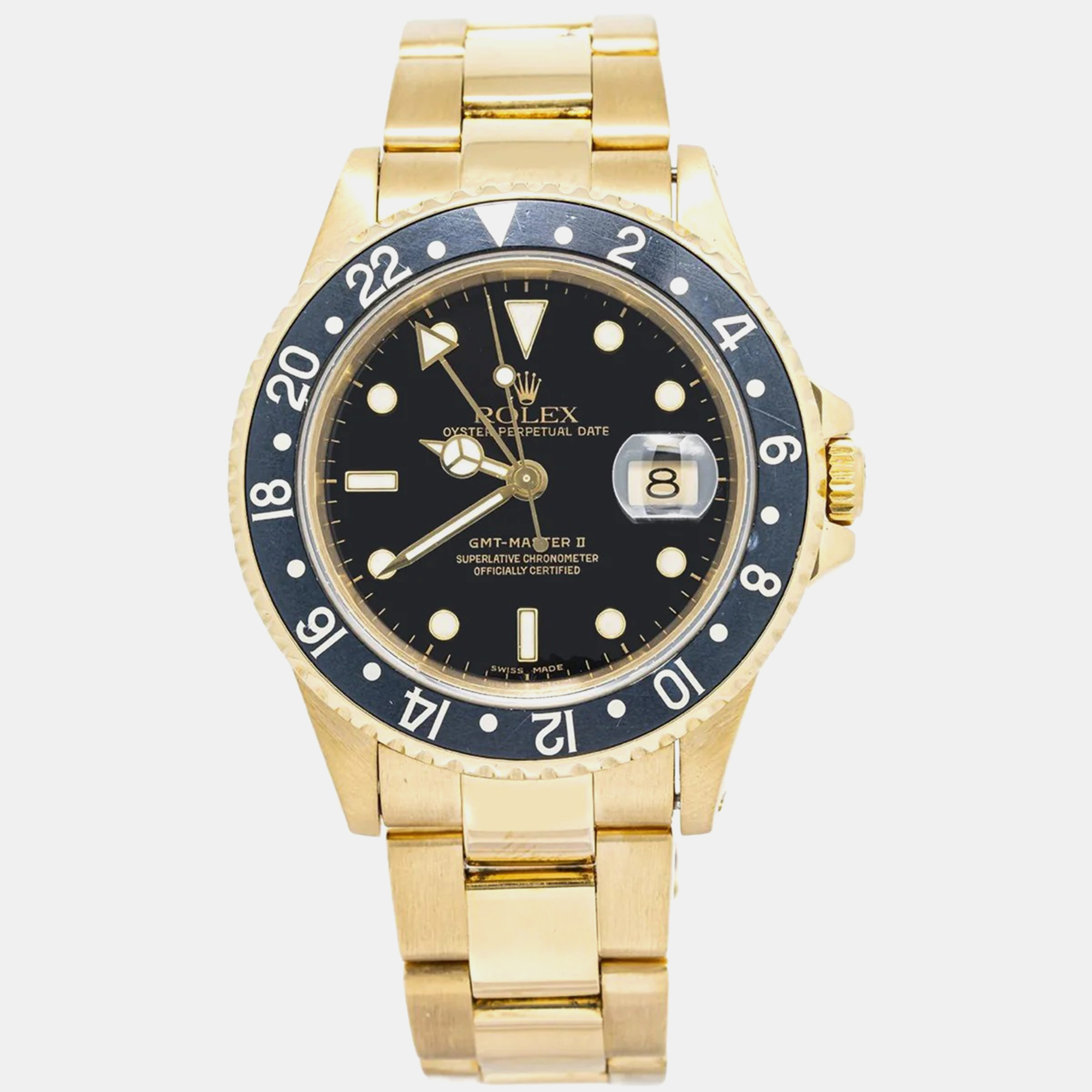 Rolex Black 18K Yellow Gold GMT-Master II 16718 Automatic Men's Wristwatch
Rolex Black 18K Yellow Gold GMT-Master II 16718 Automatic Men's Wristwatch