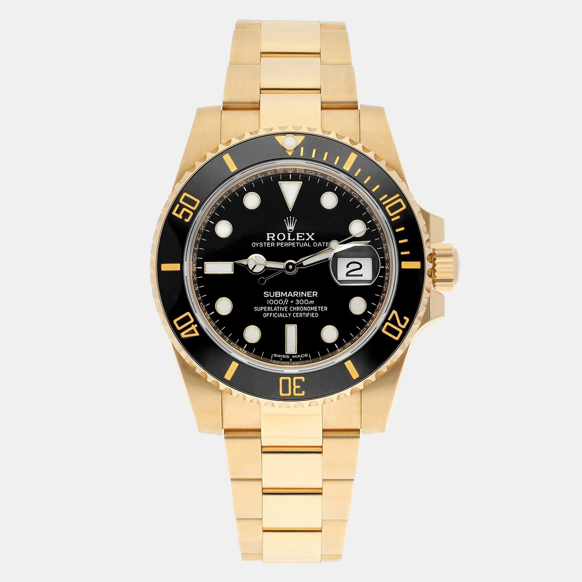 Rolex Gold Submariner 116618LN 18k Yellow Gold Black Dial Ceramic Bezel 40mm