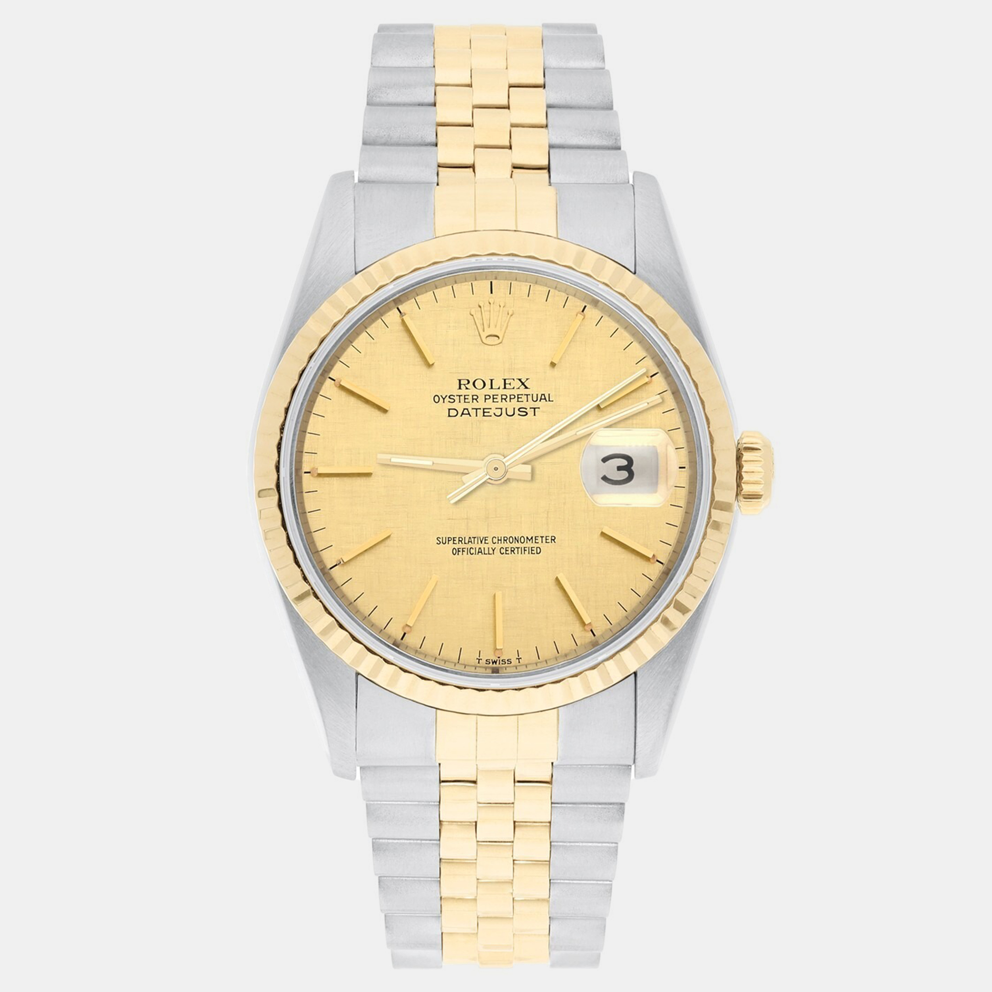Rolex Datejust 16233 Automatic Champagne 18k Yellow Gold Stainless Steel Men's Wristwatch 36 mm
Rolex Datejust 16233 Automatic Champagne 18k Yellow Gold Stainless Steel Men's Wristwatch 36 mm