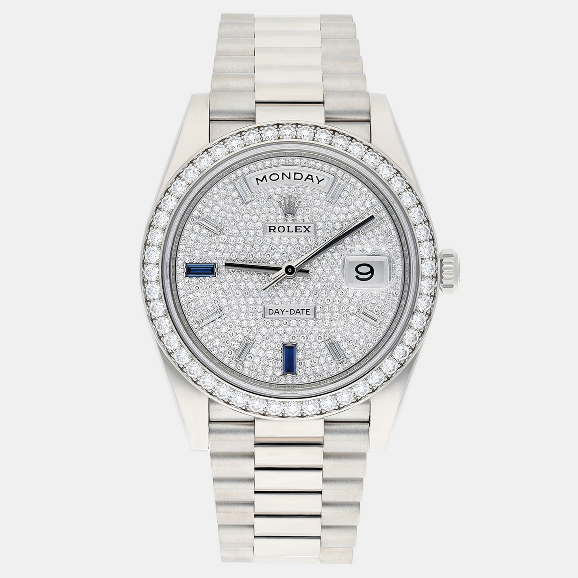 Rolex Day-Date 228349RBR-0036 Automatic 18k White Gold Automatic Men's Wristwatch 40 mm, Silver
Rolex Day-Date 228349RBR-0036 Automatic 18k White Gold Automatic Men's Wristwatch 40 mm, Silver