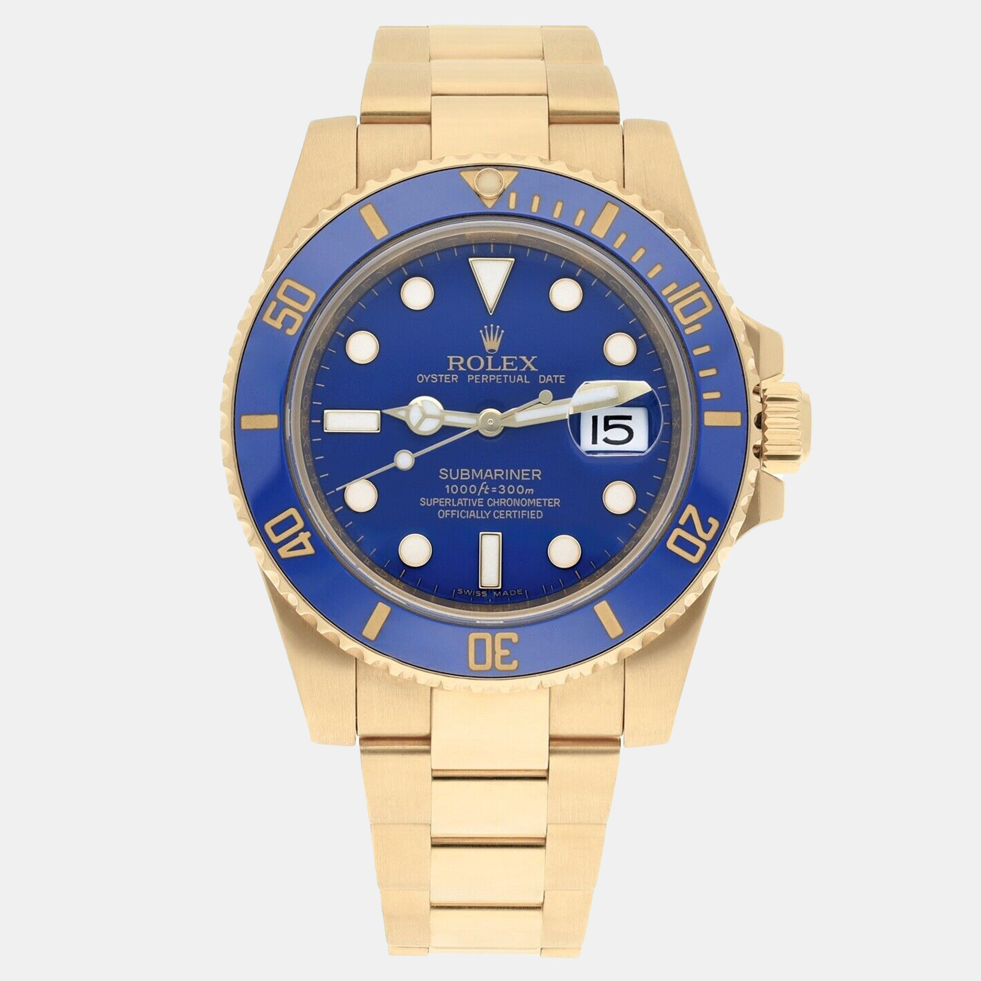Rolex Submariner 116618LB 18k Yellow Gold Blue Dial 40mm