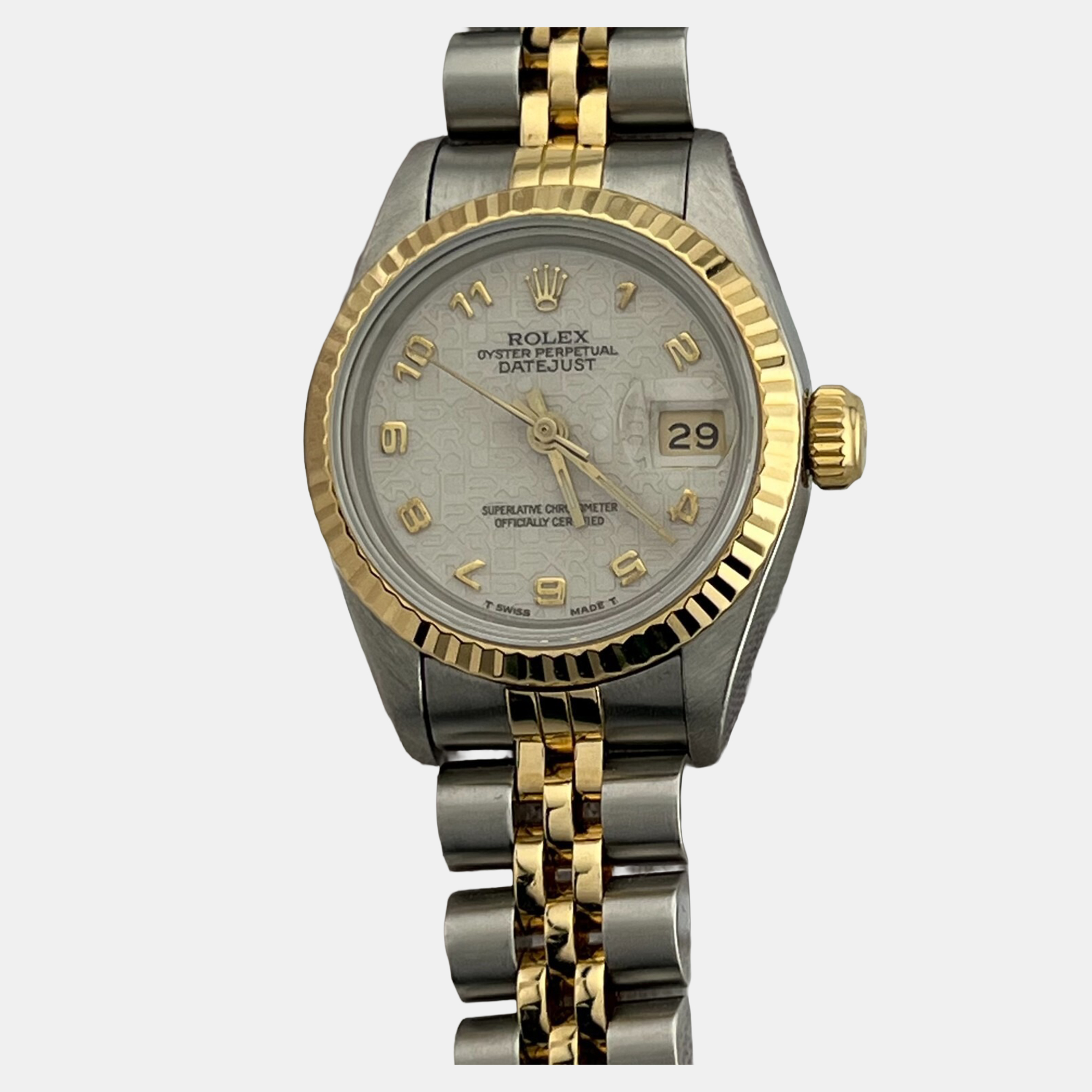 Rolex President Datejust 69173 Automatic Jubilee 18k Yellow Gold Stainless Steel Men's Wristwatch 26 mm, White 
Rolex President Datejust 69173 Automatic Jubilee 18k Yellow Gold Stainless Steel Men's Wristwatch 26 mm, White