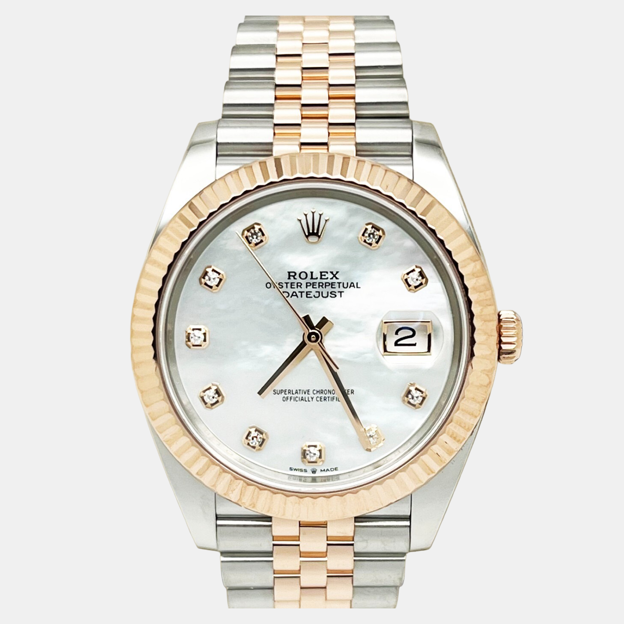 Rolex Datejust 126331 Automatic Mother Of Pearl,Diamond, Stainless Steel & 18K Rose Gold Men's Wristwatch, Blue
Rolex Datejust 126331 Automatic Mother Of Pearl,Diamond, Stainless Steel & 18K Rose Gold Men's Wristwatch, Blue