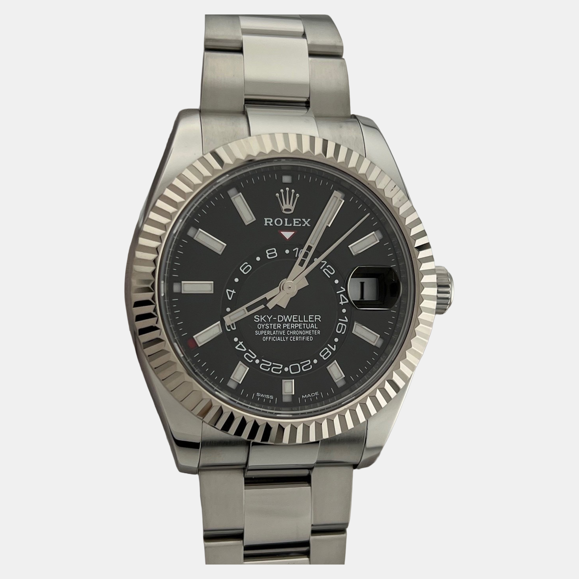 Rolex Sky-Dweller 326934 Automatic Black Dial Stainless Steel 18k White Gold Men's Wristwatch
Rolex Sky-Dweller 326934 Automatic Black Dial Stainless Steel 18k White Gold Men's Wristwatch