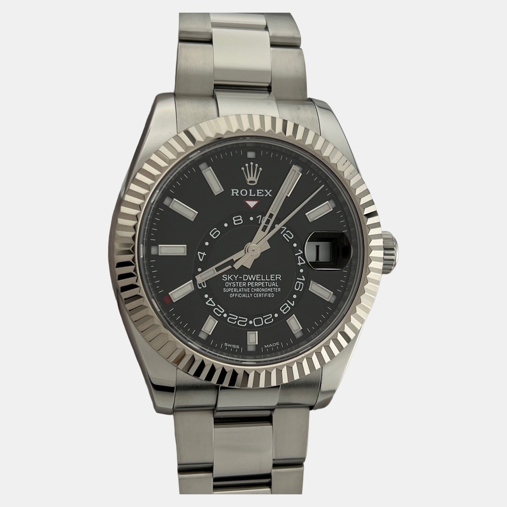 Rolex Sky-Dweller 326934 Automatic Black Dial Stainless Steel 18k White Gold Men's Wristwatch 
Rolex Sky-Dweller 326934 Automatic Black Dial Stainless Steel 18k White Gold Men's Wristwatch